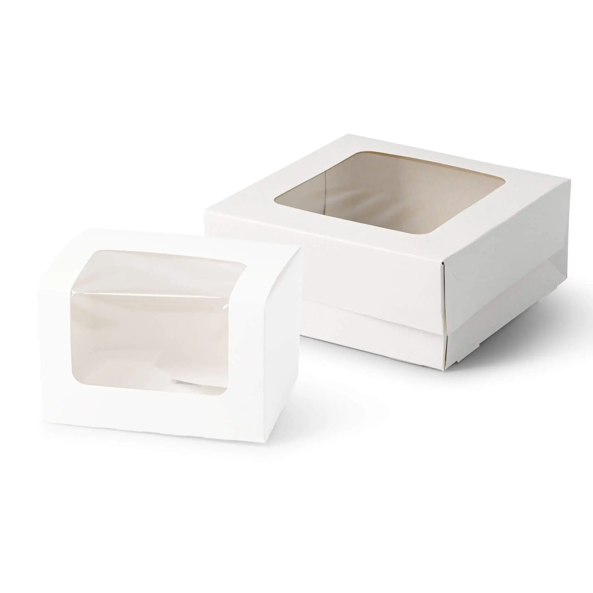 Patisserie verpakkingen 18 x 18 x 7,5 cm, cellulose-venster, wit