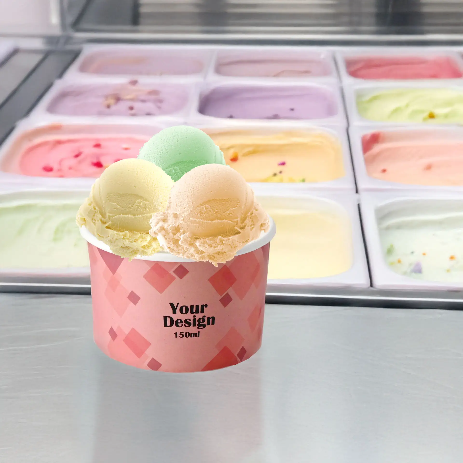 IJsbeker bedrukken, 150 ml / 6 oz, wit, watergebaseerd-coating