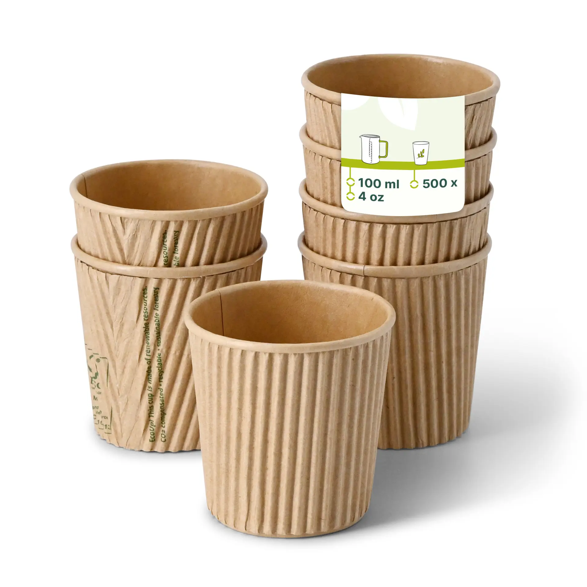 Ribbelbeker / Koffiebeker to go 100 ml / 4 oz, Ø 62 mm, kraft
