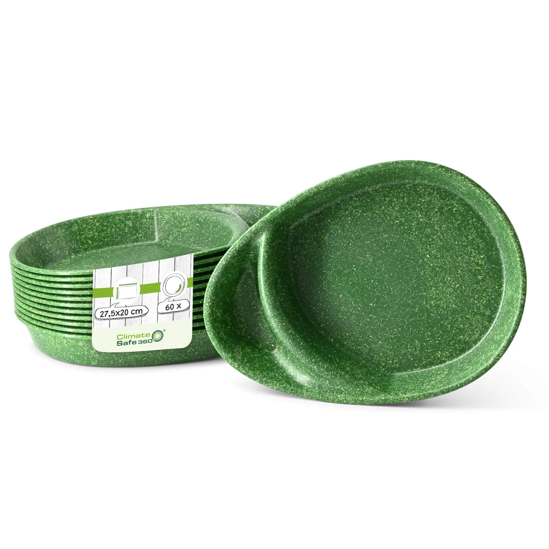 | 2 VOOR 1 | Herbruikbaar menubord "merways Plate" 27,5 x 20 x 3,5 cm, 2 kamers, druppelvormig, spinazie/donkergroen