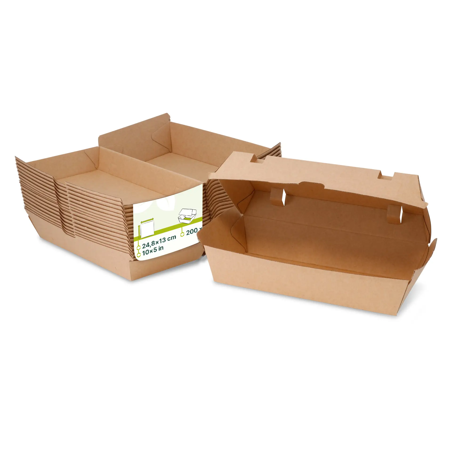 Takeaway dozen met klepdeksel 24,8 x 13 x 7,5 cm, kraft karton Takeaway dozen met klepdeksel 24,8 x 13 x 7,5 cm, kraft karton