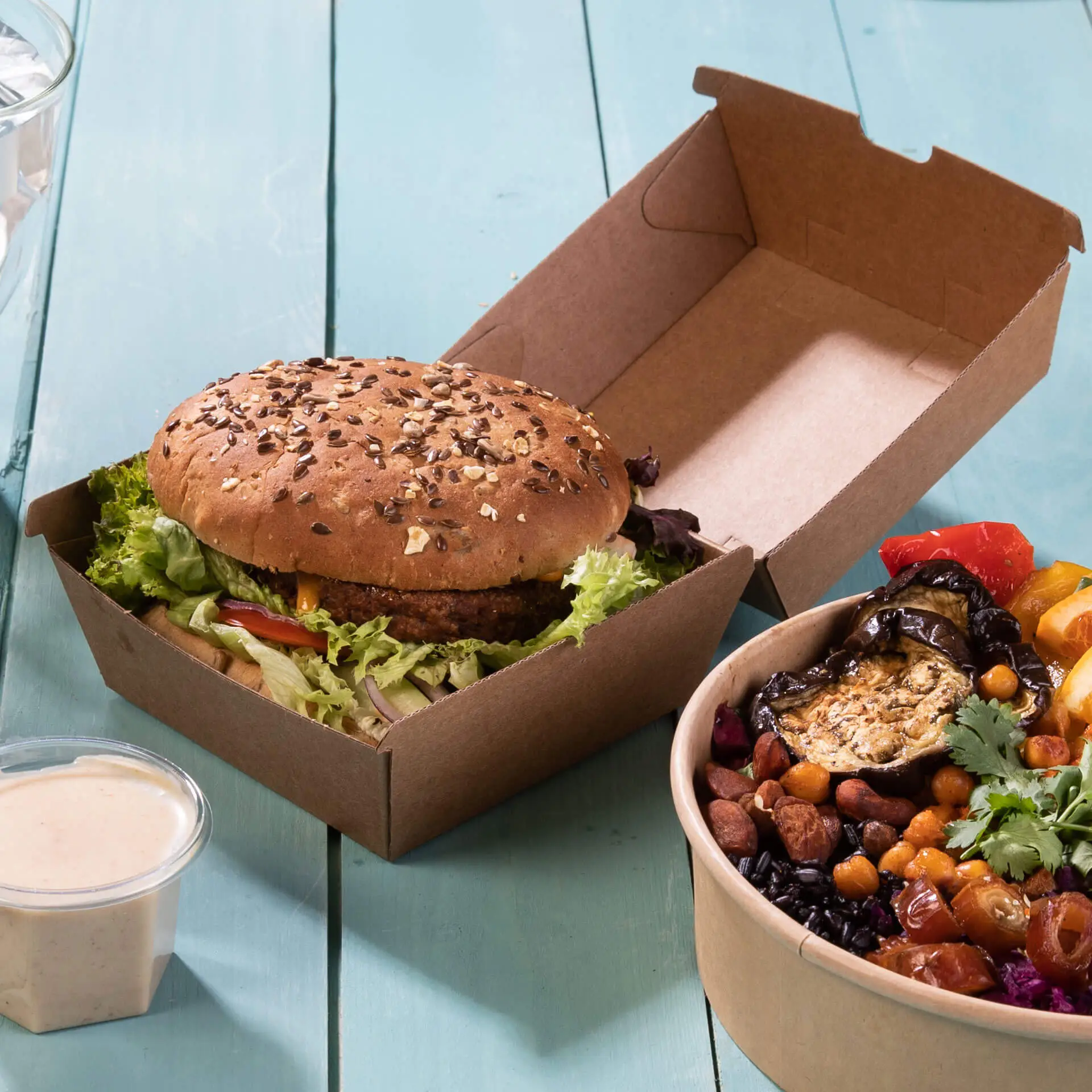 Take away hamburgerbox 13 x 14 x 8 cm, karton, kraft dfc04285-burgerboxen-13-x-14-x-8-cm-kraftkarton-braun-6
