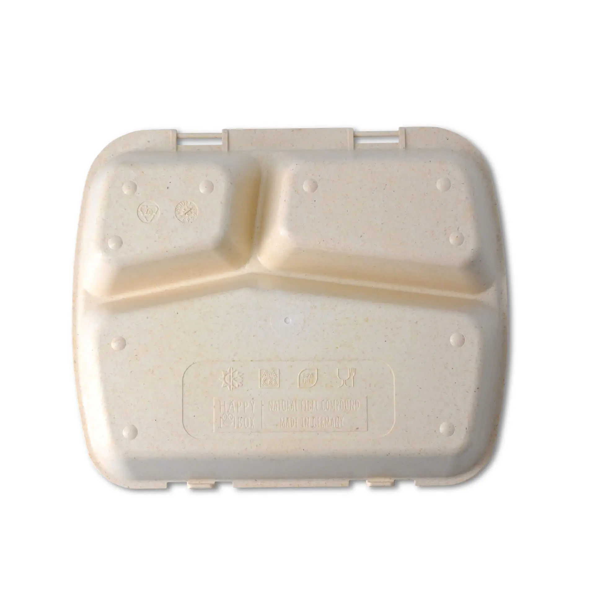 Herbruikbare menubakjes "merways Box", cashew/crème-wit 24,5 x 20 x 4,5 cm, 3 vakken, HP4/3 dfc00845-mehrweg-menue-behaelter-merways-box-245-x-20-x-45-cm-3-kammern-hp43-cashew-creme-weiss-3
