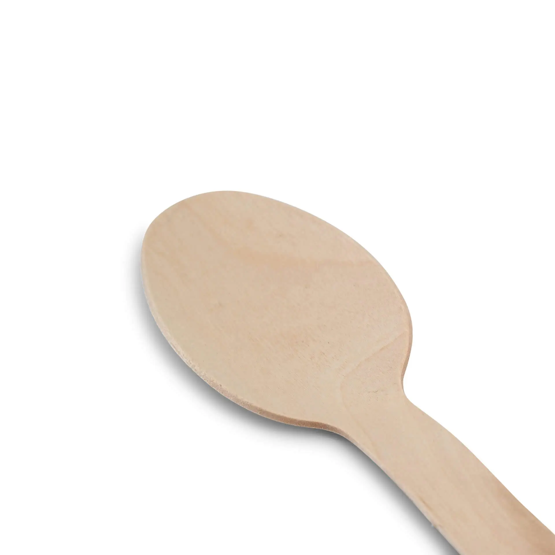 Houten lepel met een gladde oppervlakte, ongeveer 18 cm lang, gemaakt van bruin hout met een bio-coating.