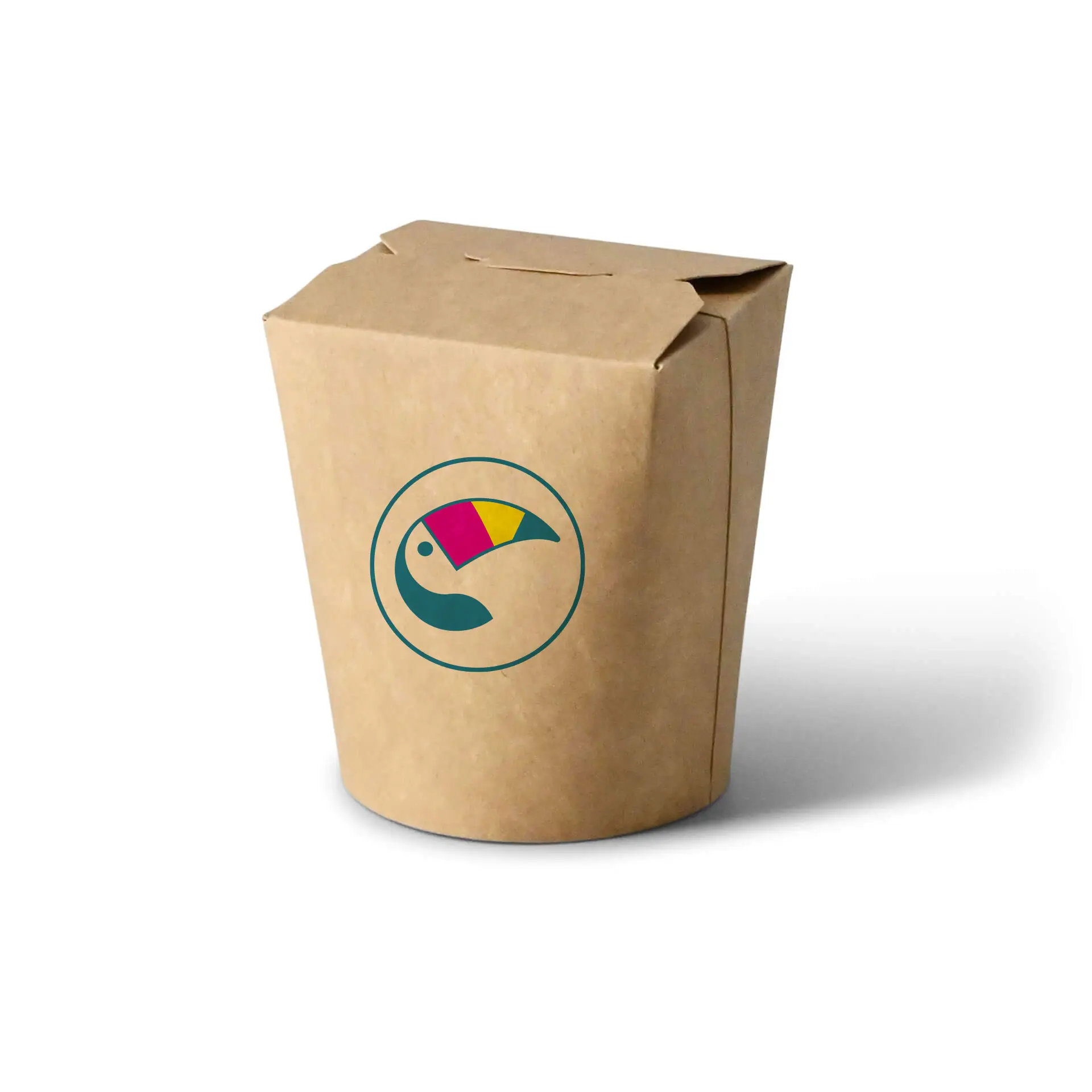 Bedrukte noedelboxen, 400 ml, bruin, PE-coating