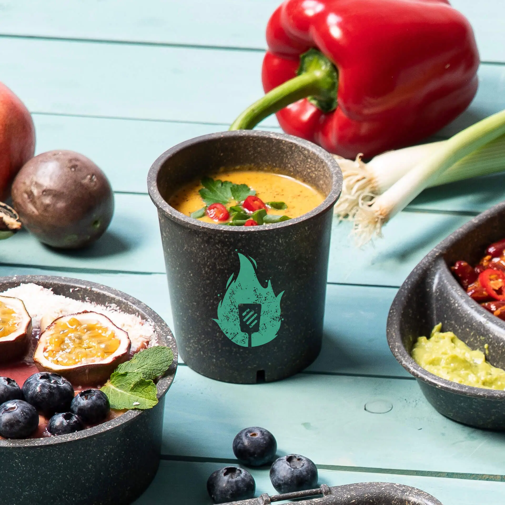 Herbruikbare soepbekers bedrukken, 400 ml, grijs