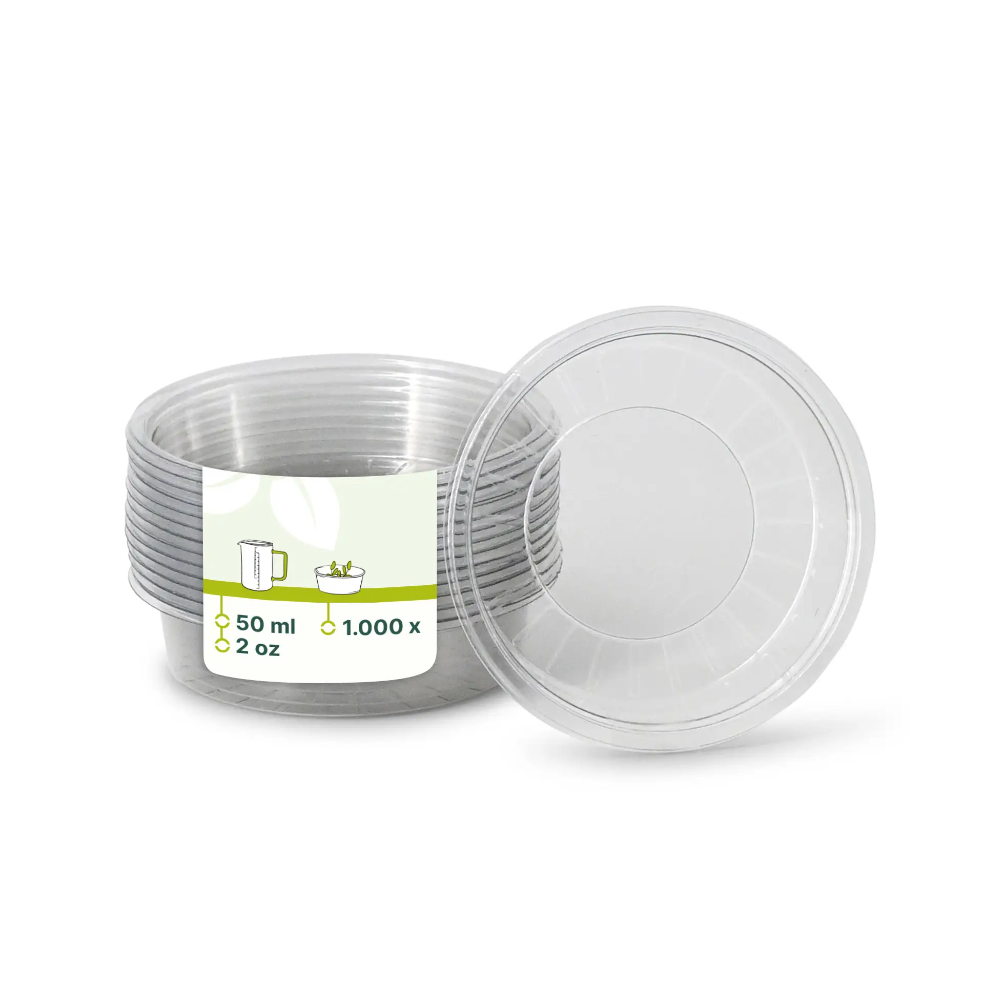 rPET sausbakjes 50 ml / 1,8 oz, Ø 75 mm, transparant