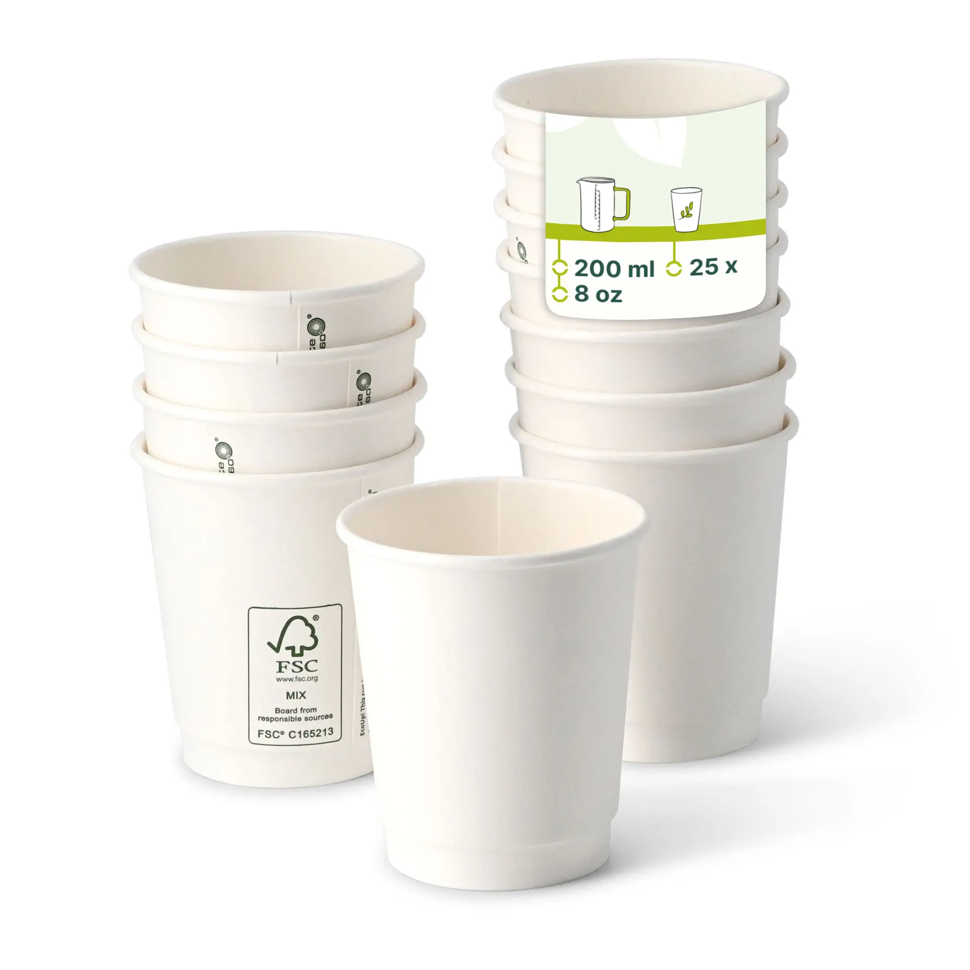 Koffiebeker to go, karton, dubbelwandige, 200 ml / 8 oz, Ø 80, wit dhd046231-kaffee-to-go-becher-aus-pappe-doppelwandig-200-ml-8-oz-80-mm-weiss