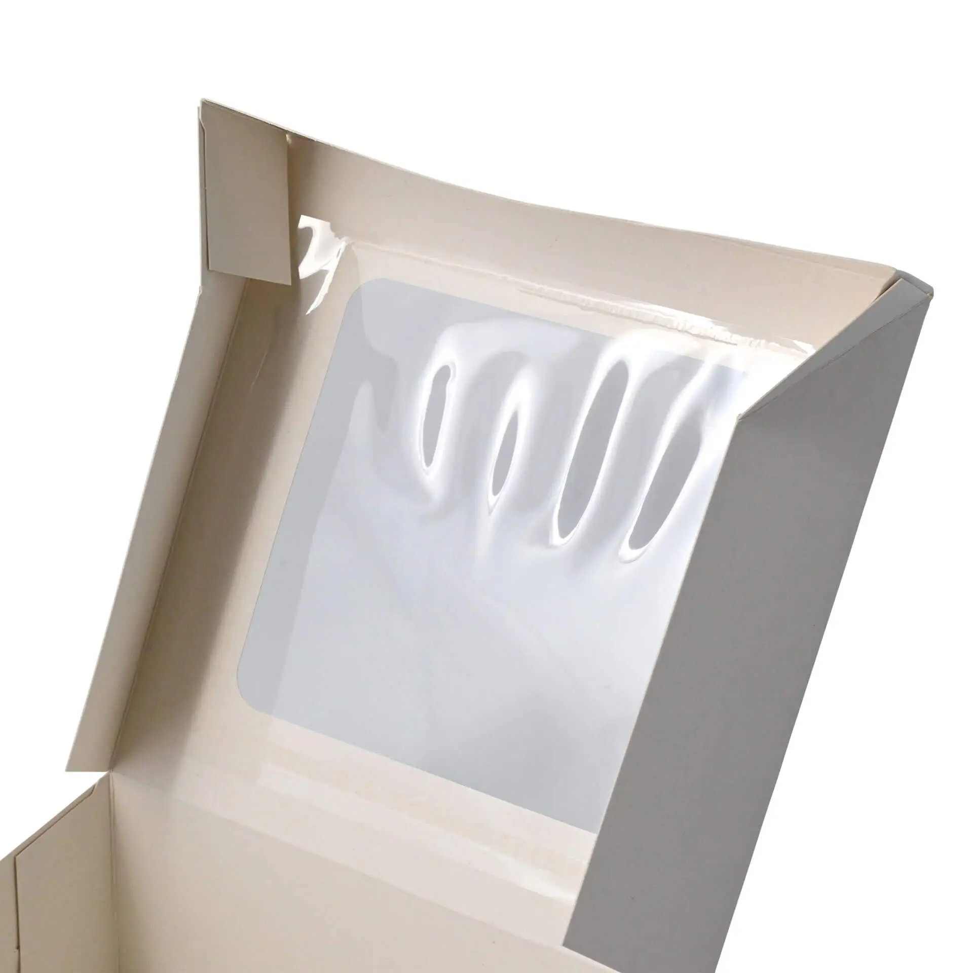 Patisserie verpakkingen 18 x 18 x 7,5 cm, cellulose-venster, wit