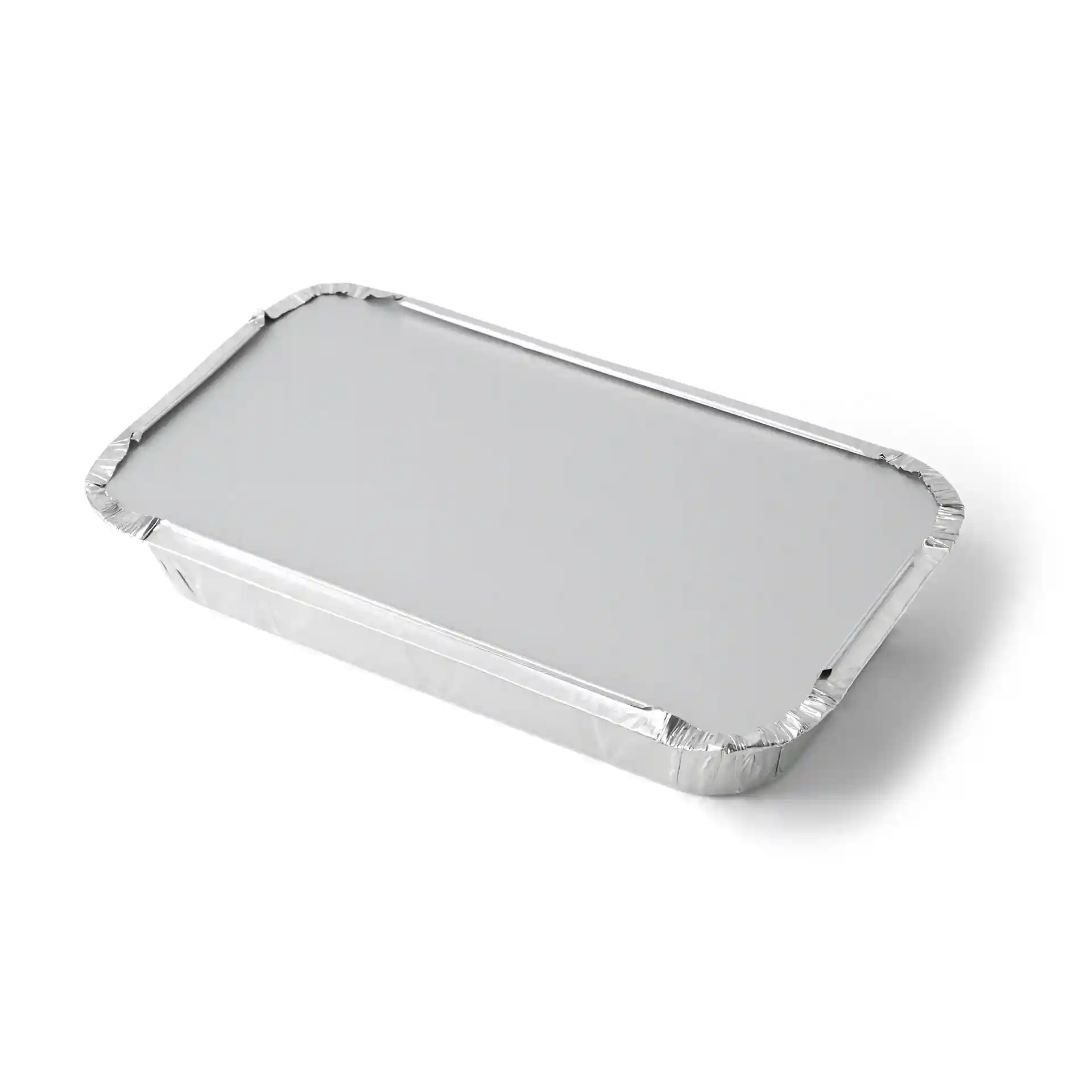 Aluminium kartonnen deksel voor een 650 ml rechthoekige aluminium container, 216 mm bij 125 mm.