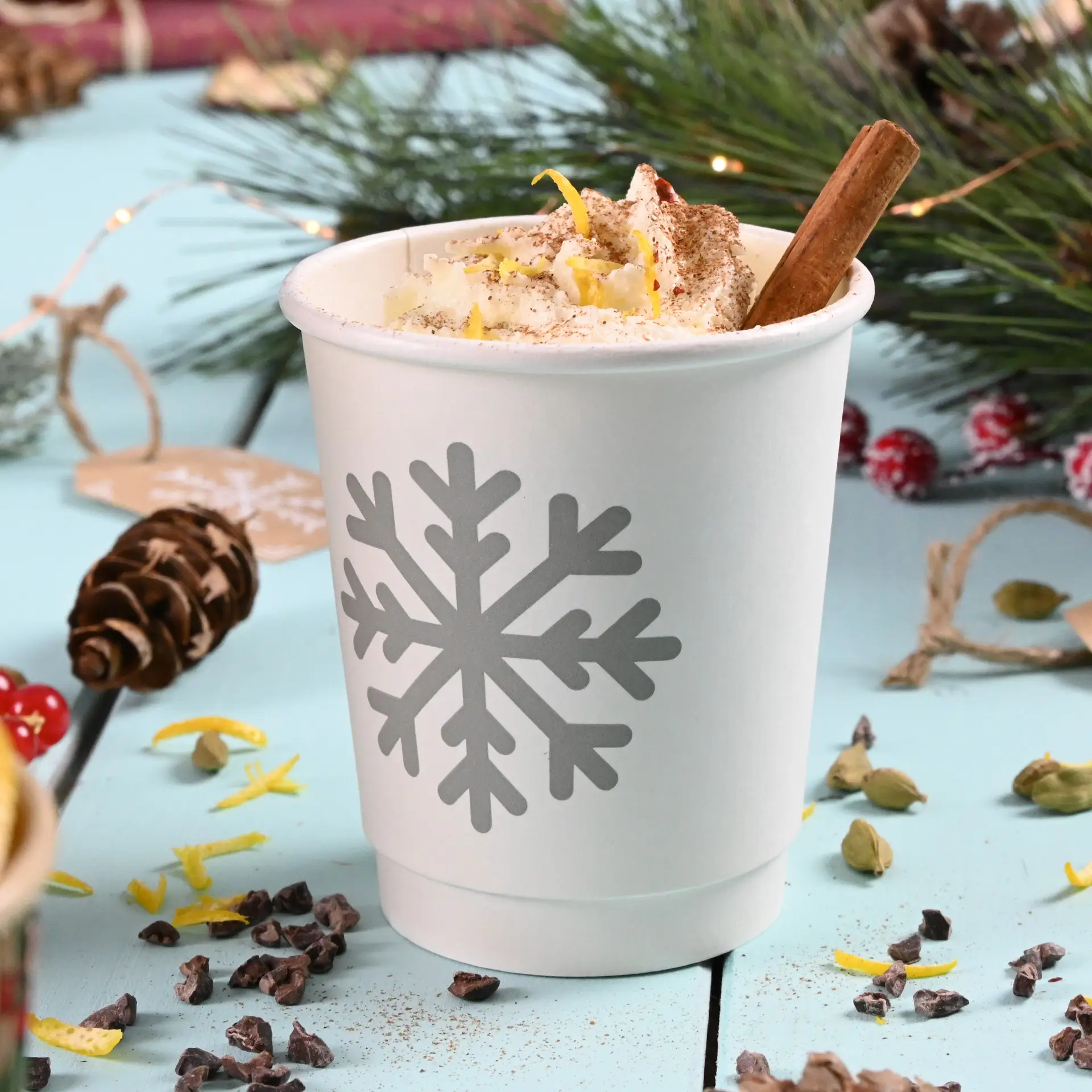 Papieren bekers bedrukken (dubbelwandig) 200 ml / 8 oz, dubbelwandig, wit, mat, watergedragen barrière