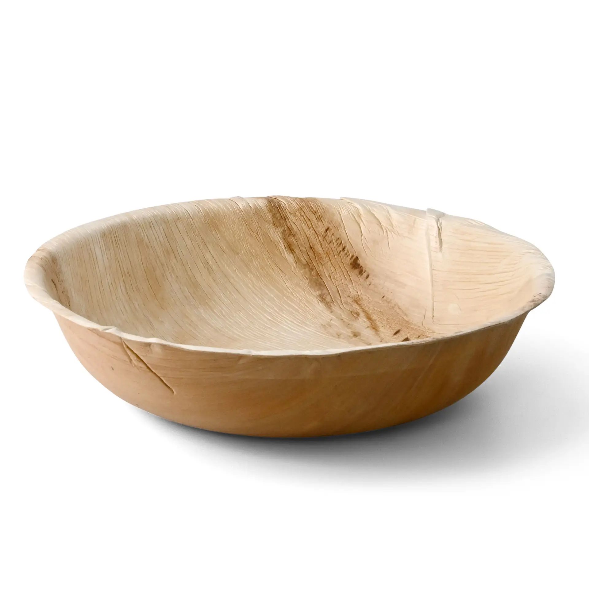 Ronde palmbladschaal met een diameter van 30 cm, ideaal voor het serveren van royale porties eten.