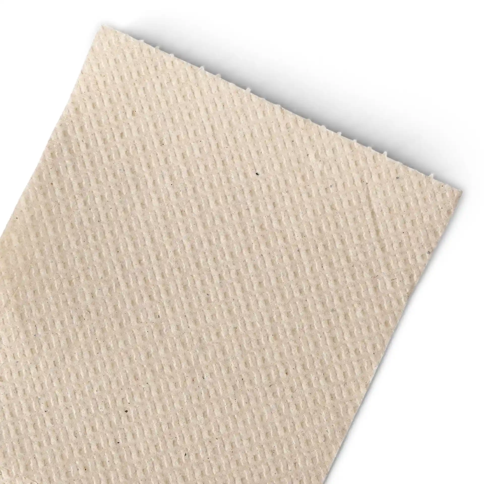 Close-up van een bruin, gestructureerd 2-laags gerecycled papier, dat de oppervlakdetails toont.