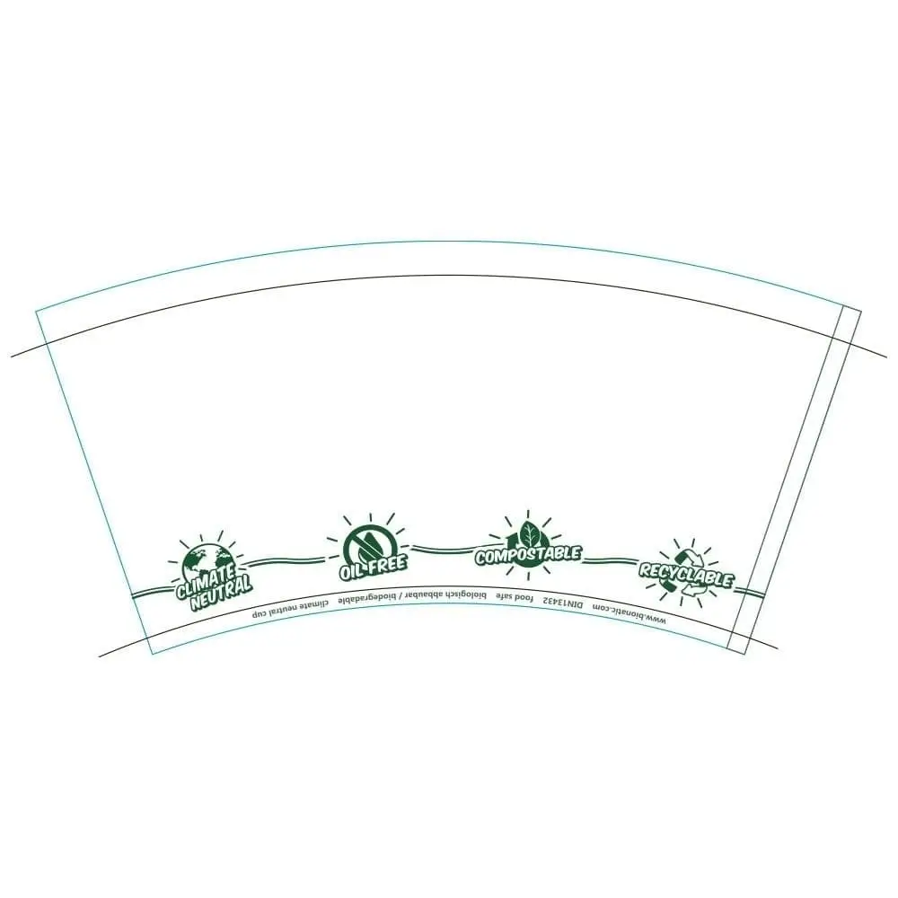 Papieren beker 300 ml / 12 oz, Ø 90 mm, "EcoUp©"-icons, enkelwandig, wit, met PLA-coating