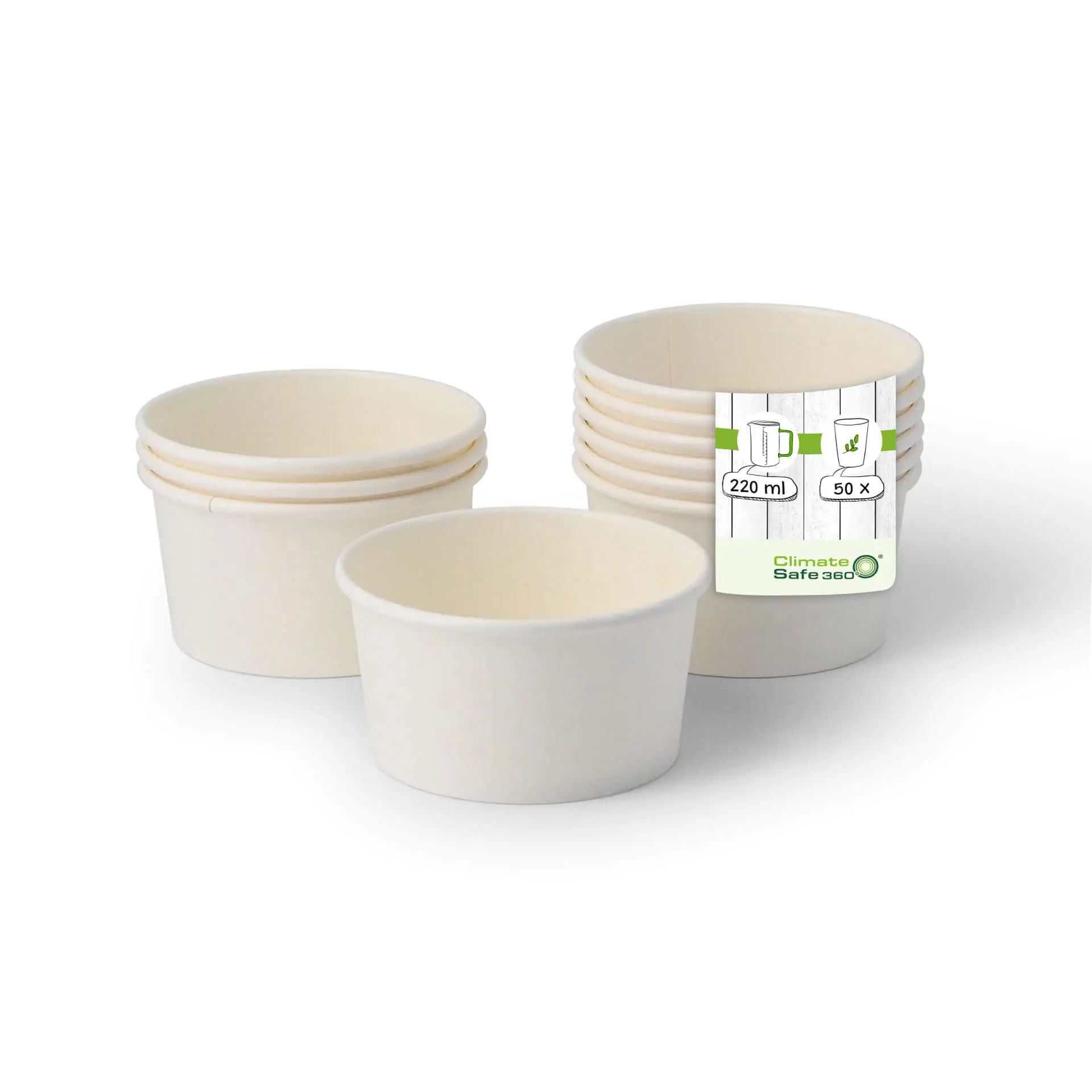IJsbekers Karton S (gecoat) 150 ml, max. 220 ml, Ø 92 mm, Wit