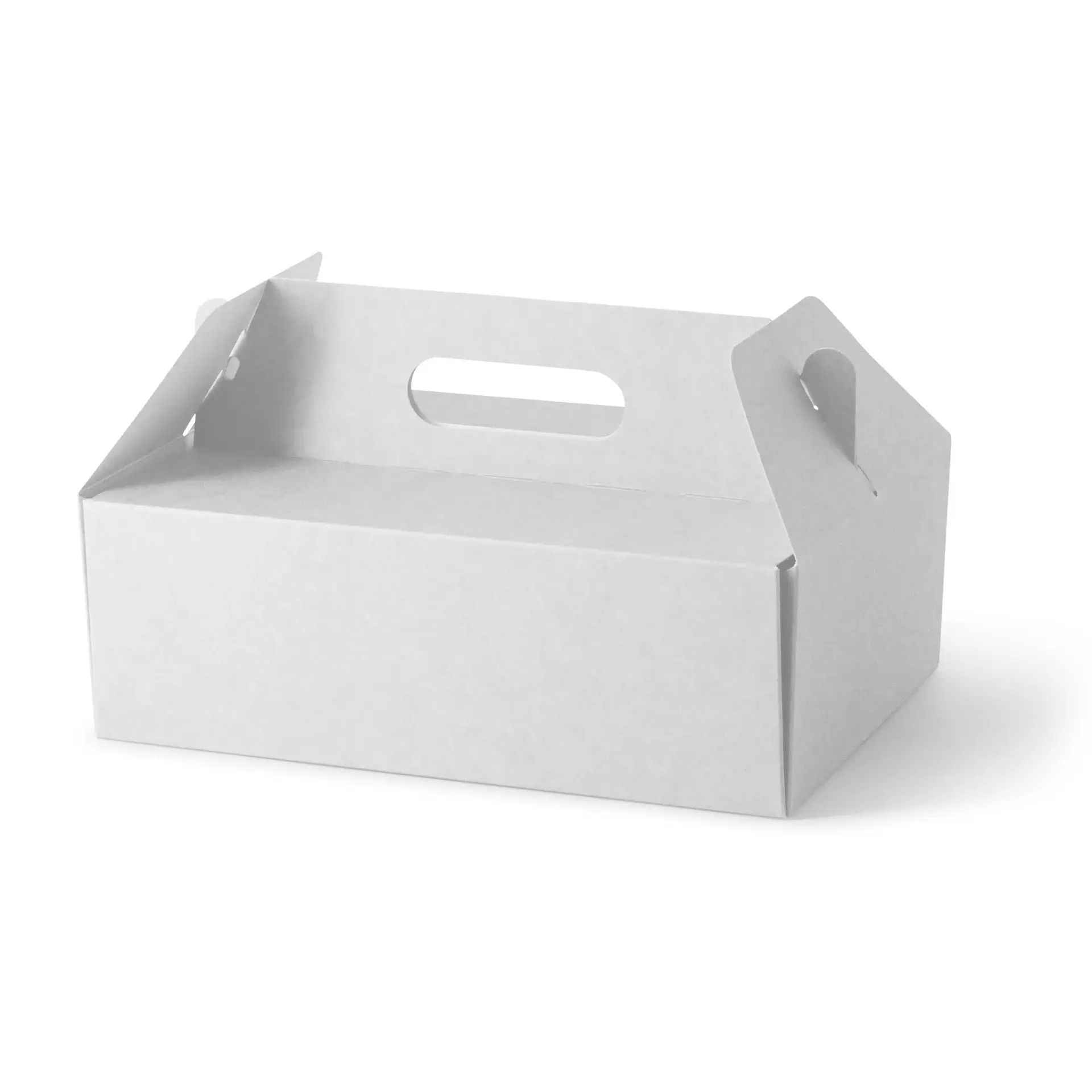 Kartonnen taartdoos met handvat L, 26 x 17 x 9 cm, wit, opvouwbaar
