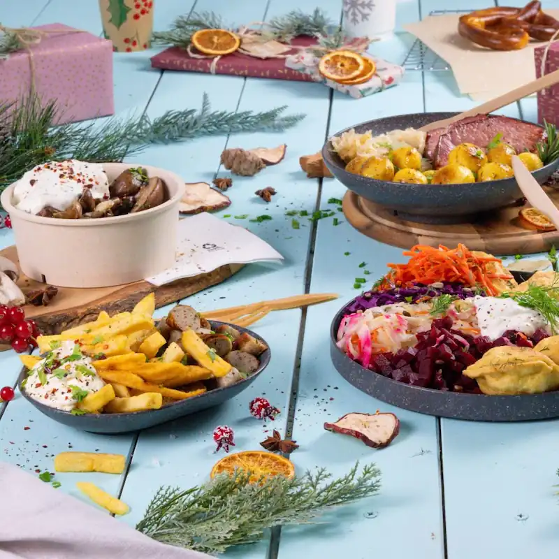 Mehrwegmahlzeiten fr den Weihnachtsmarkt