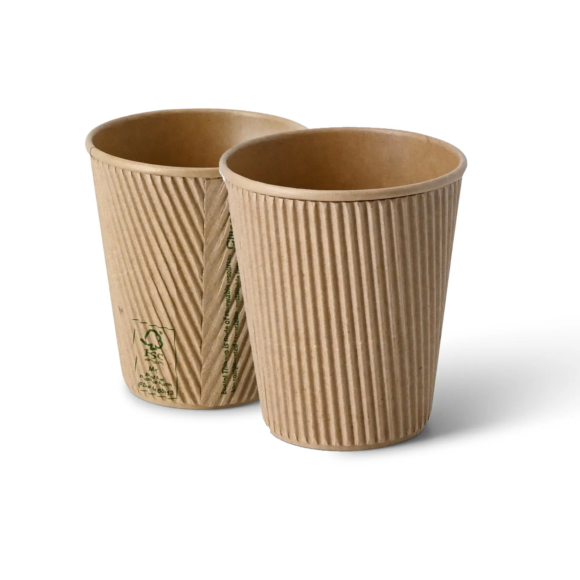 Ribbelbeker / Koffiebeker to go 250 ml / 10 oz, Ø 90 mm, kraft