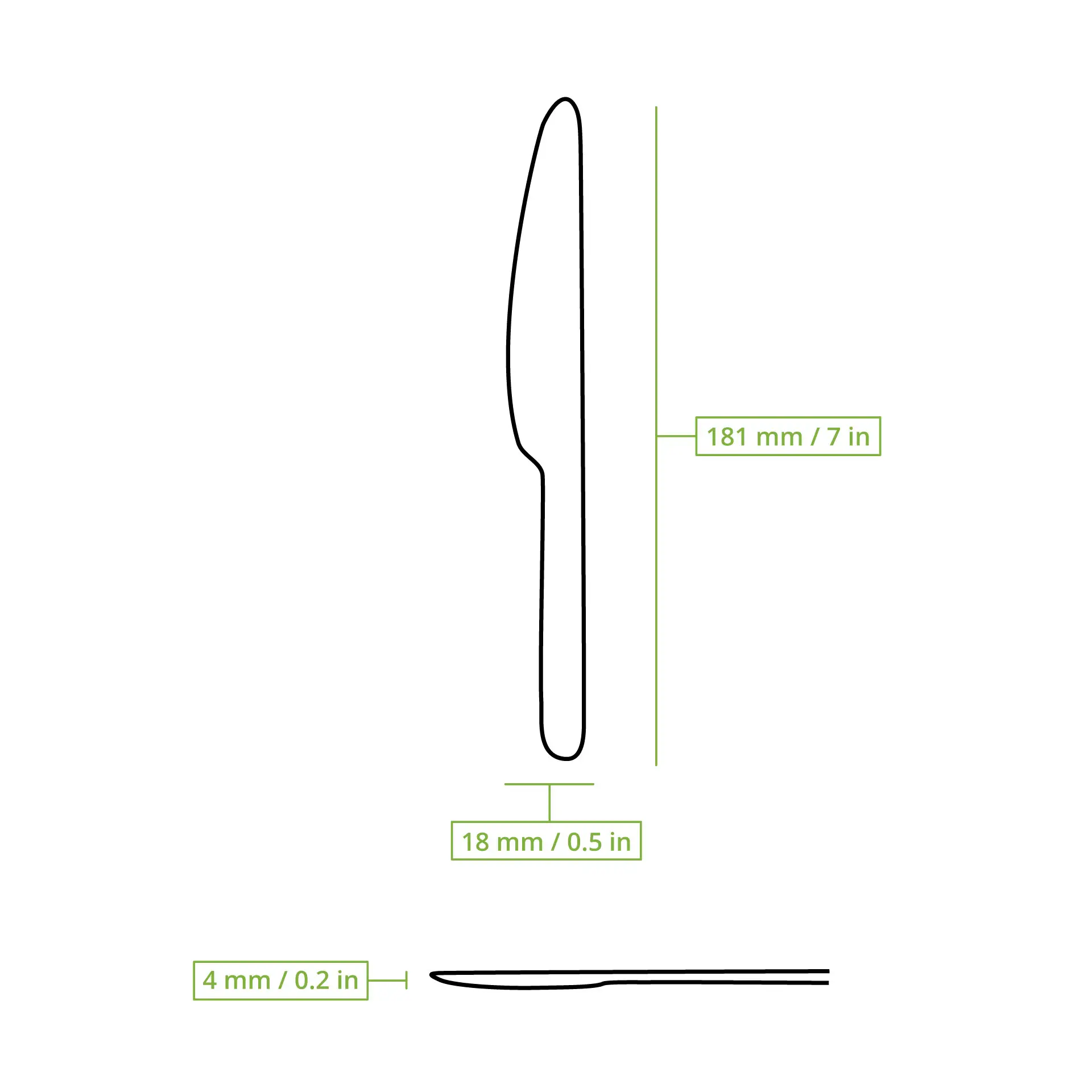 Herbruikbaar mes “merways Cutlery” 18 cm, peper / grijs