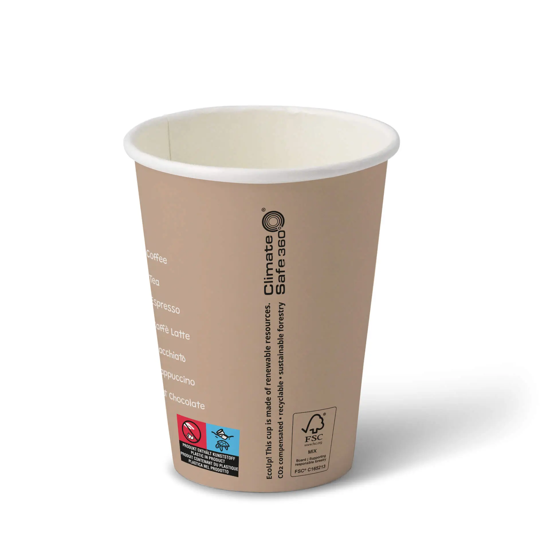 Bedrukte papieren bekers "Coffeebreak" (gecoat) 300 ml / 12 oz, Ø 80 mm, wit