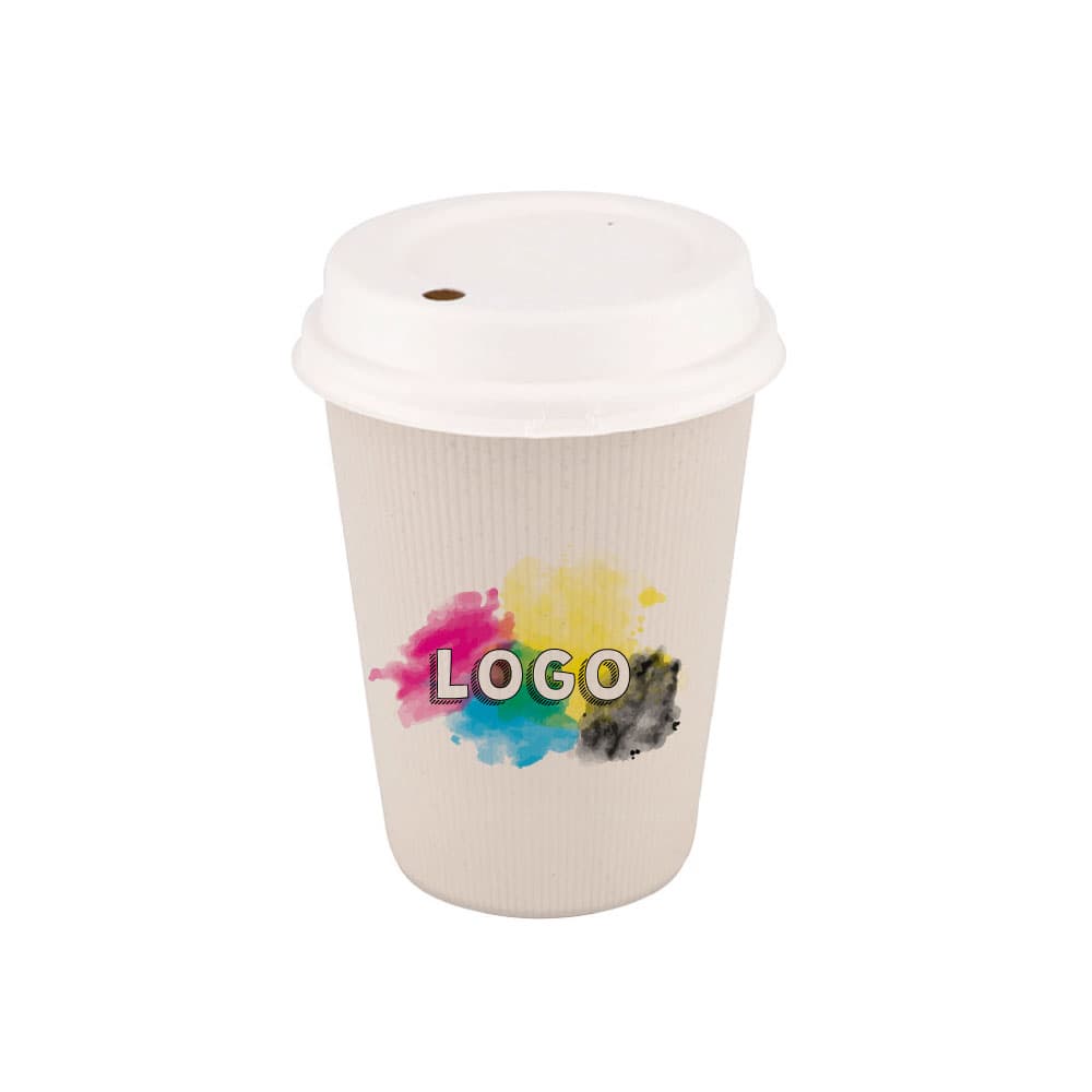 Mehrweg-Riffelbecher 300 ml / 12 oz, Ø 90 mm, creme-weiß, Individualdruck