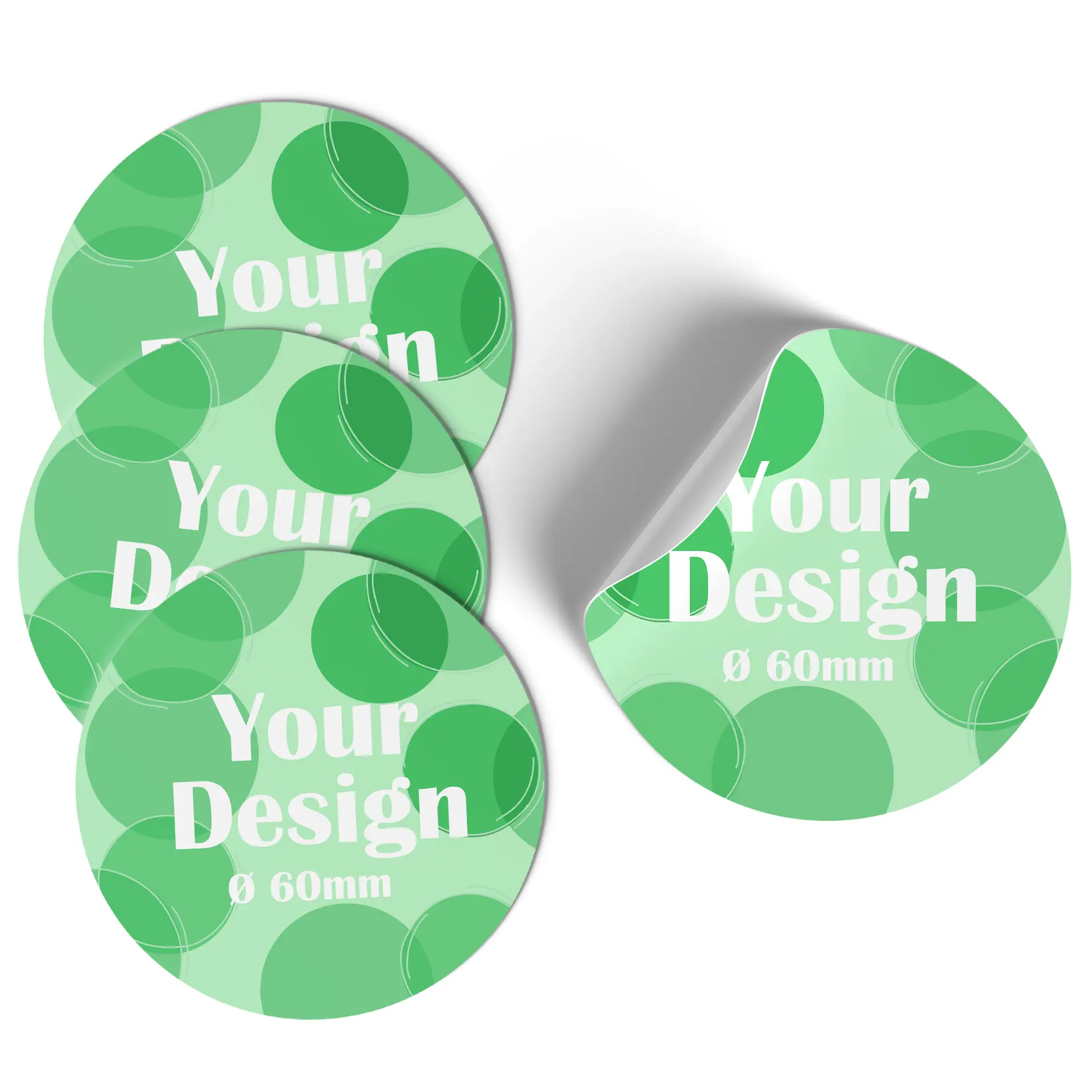 Ronde sticker met een blauwe gradient achtergrond en een wit gestileerd vogel logo; diameter van 6 cm, toont gedeeltelijke schilfering aan de rand.