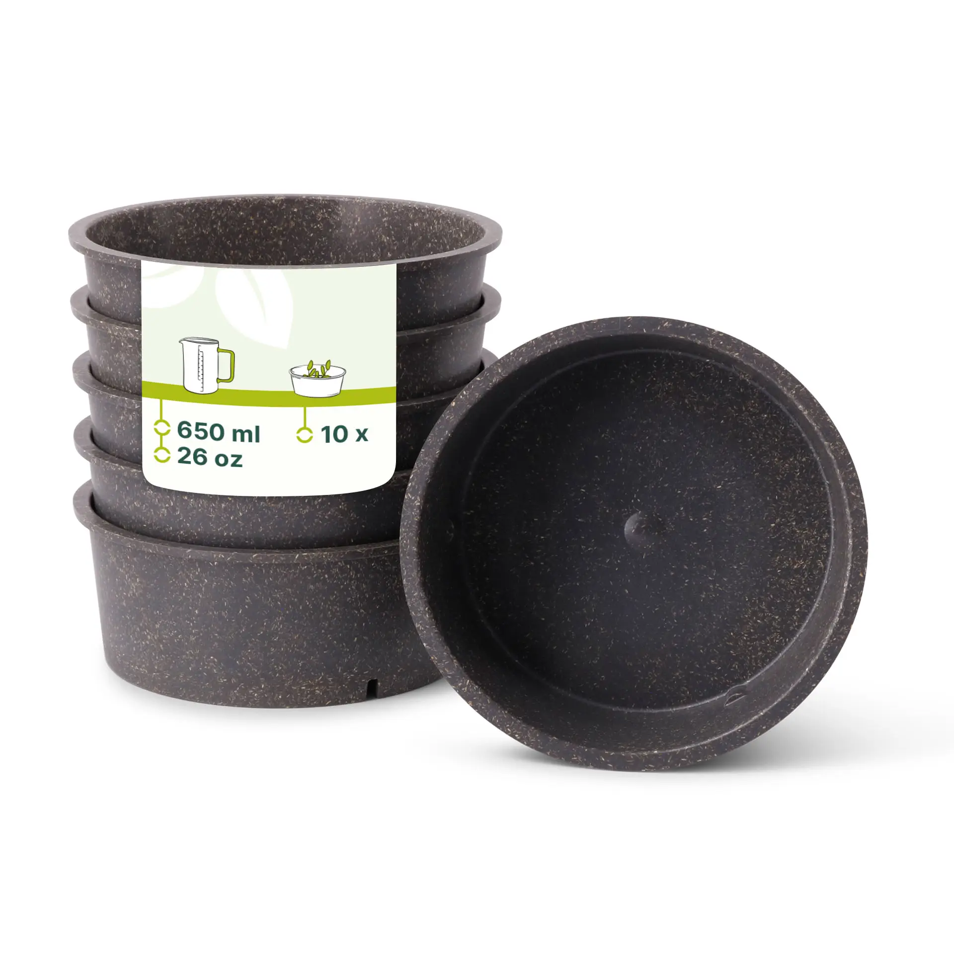 Herbruikbare schaaltjes "merways Bowl" 650 ml, Ø 150 mm, peper/grijs Herbruikbare schaaltjes "merways Bowl" 650 ml, Ø 150 mm, peper/grijs