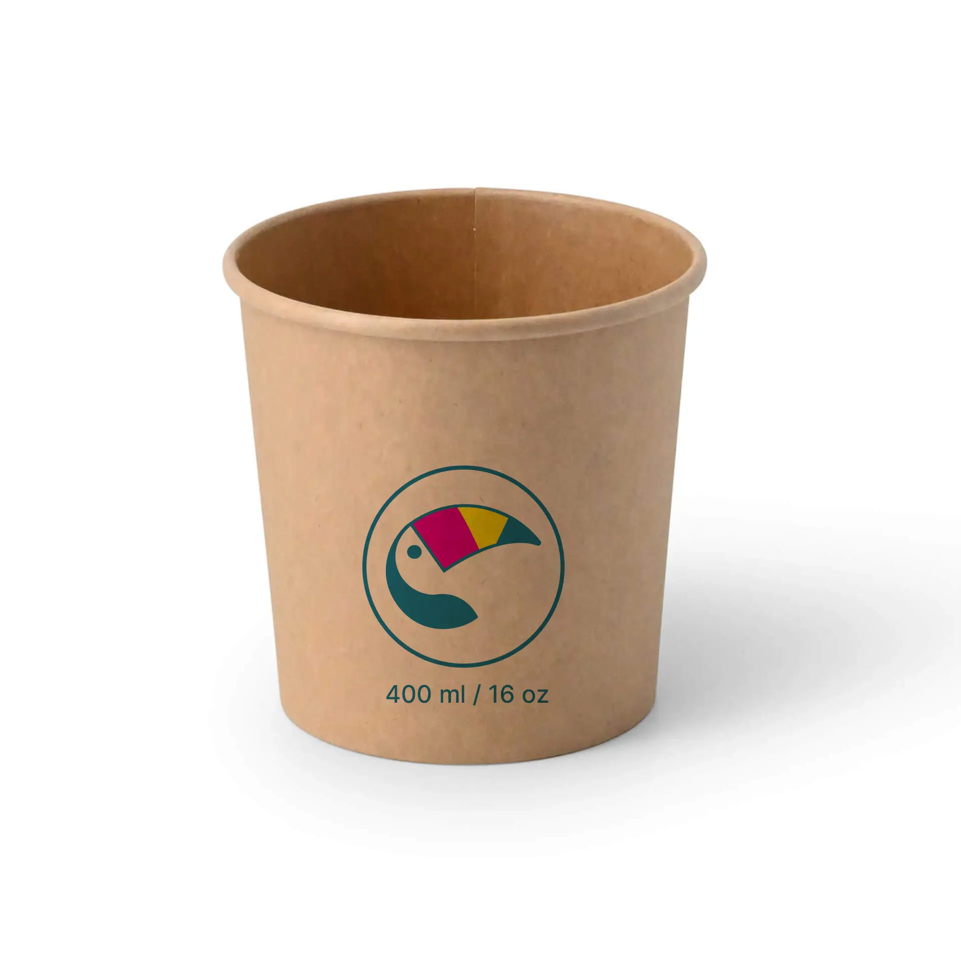 IJsbekers bedrukken (optioneel met deksel), 400 ml / 16 oz, bruin, PE gecoat