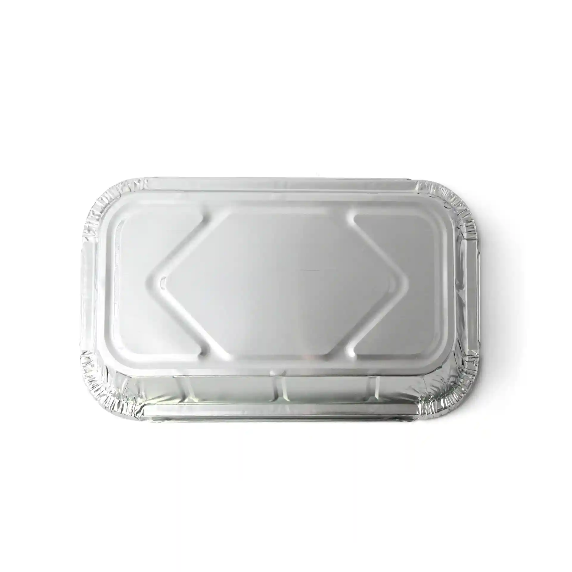 Rechthoekige aluminium container van 22,4 x 13,2 x 3,4 cm met een inhoud van 650 ml.