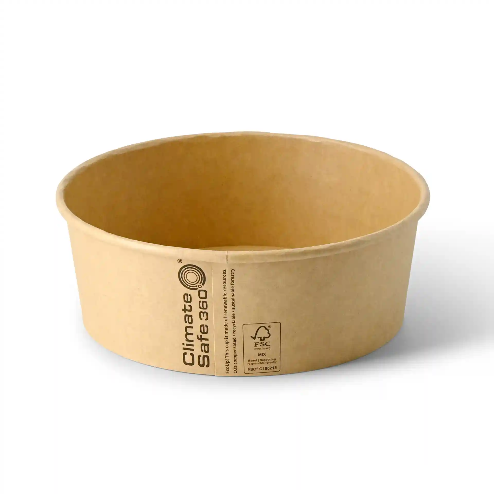 Bruine ronde kartonnen kom met milieuvriendelijke coating, 185 mm diameter en 65 mm hoogte.