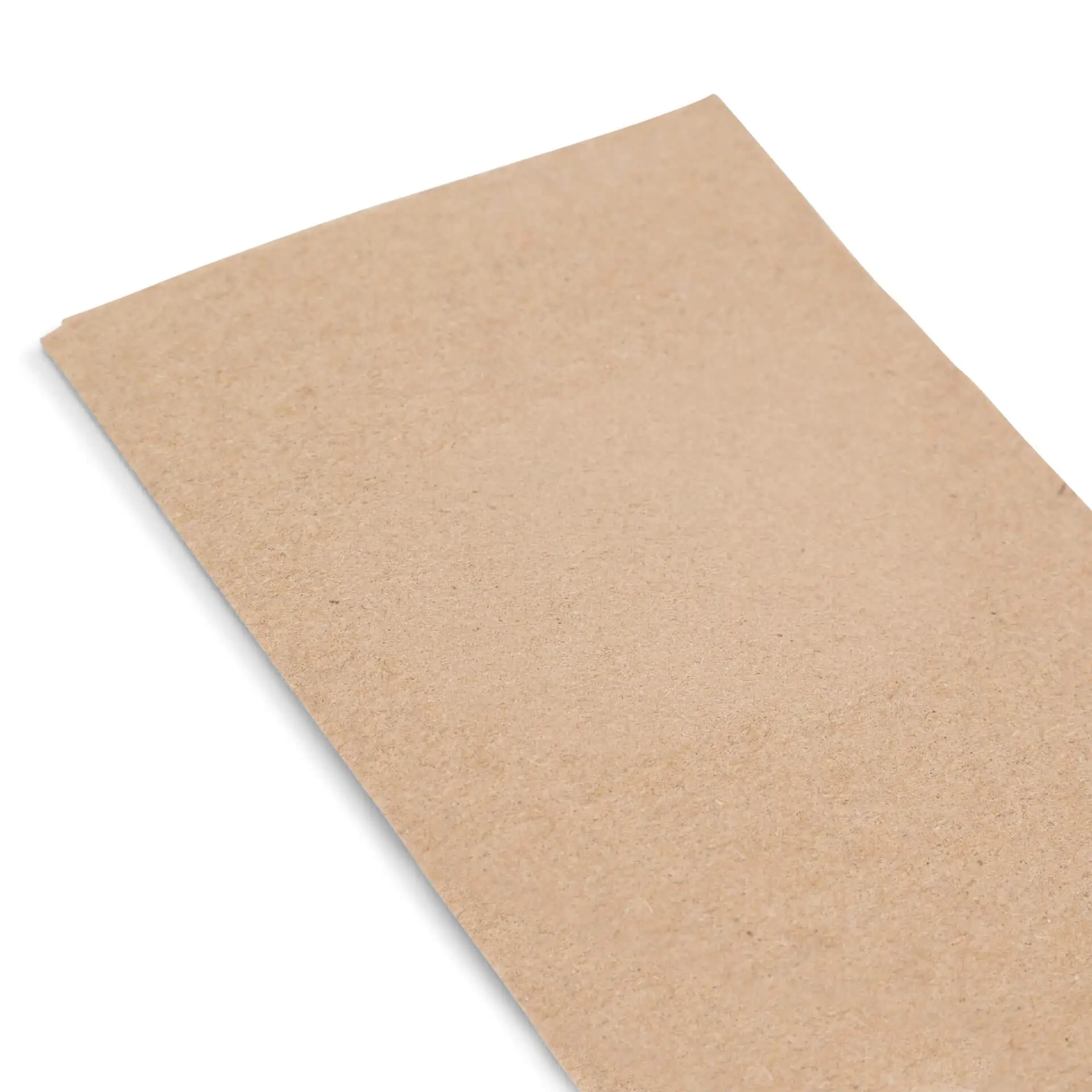 Rechthoekige ongebleekte gerecycleerde papieren servet met een groen gedrukt ontwerp met de tekst "Made by Nature".