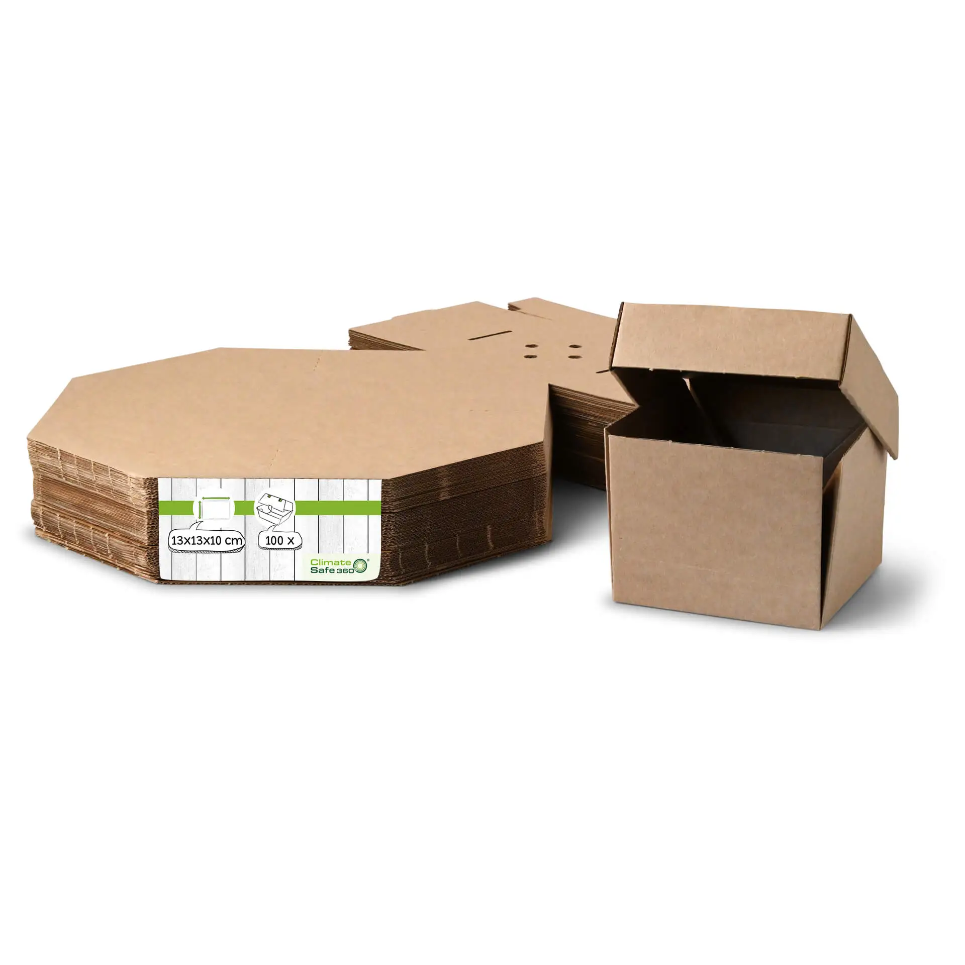 Take away burger container 13 x 13 x 10 cm, kraftkarton, inklapbaar