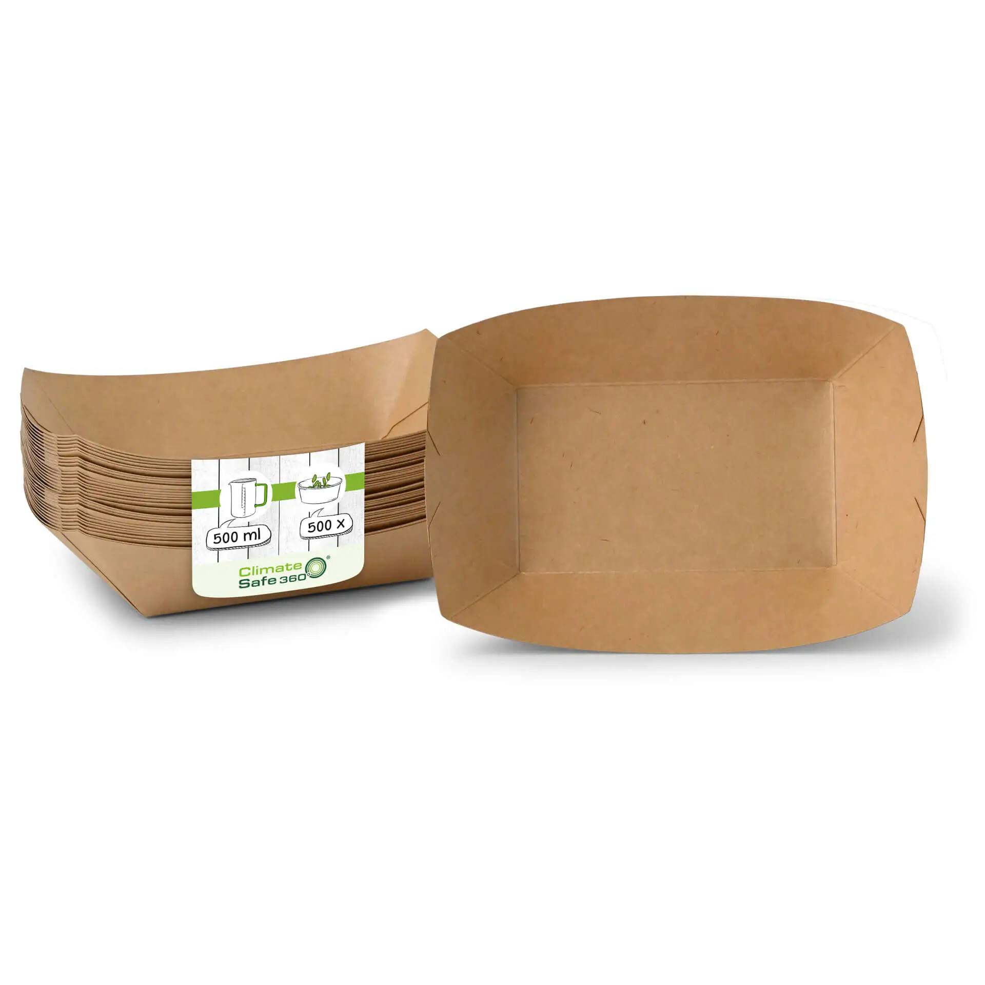 Snackbakje van karton (gecoat) 500 ml, 20,5 x 14 x 3 cm, bruin