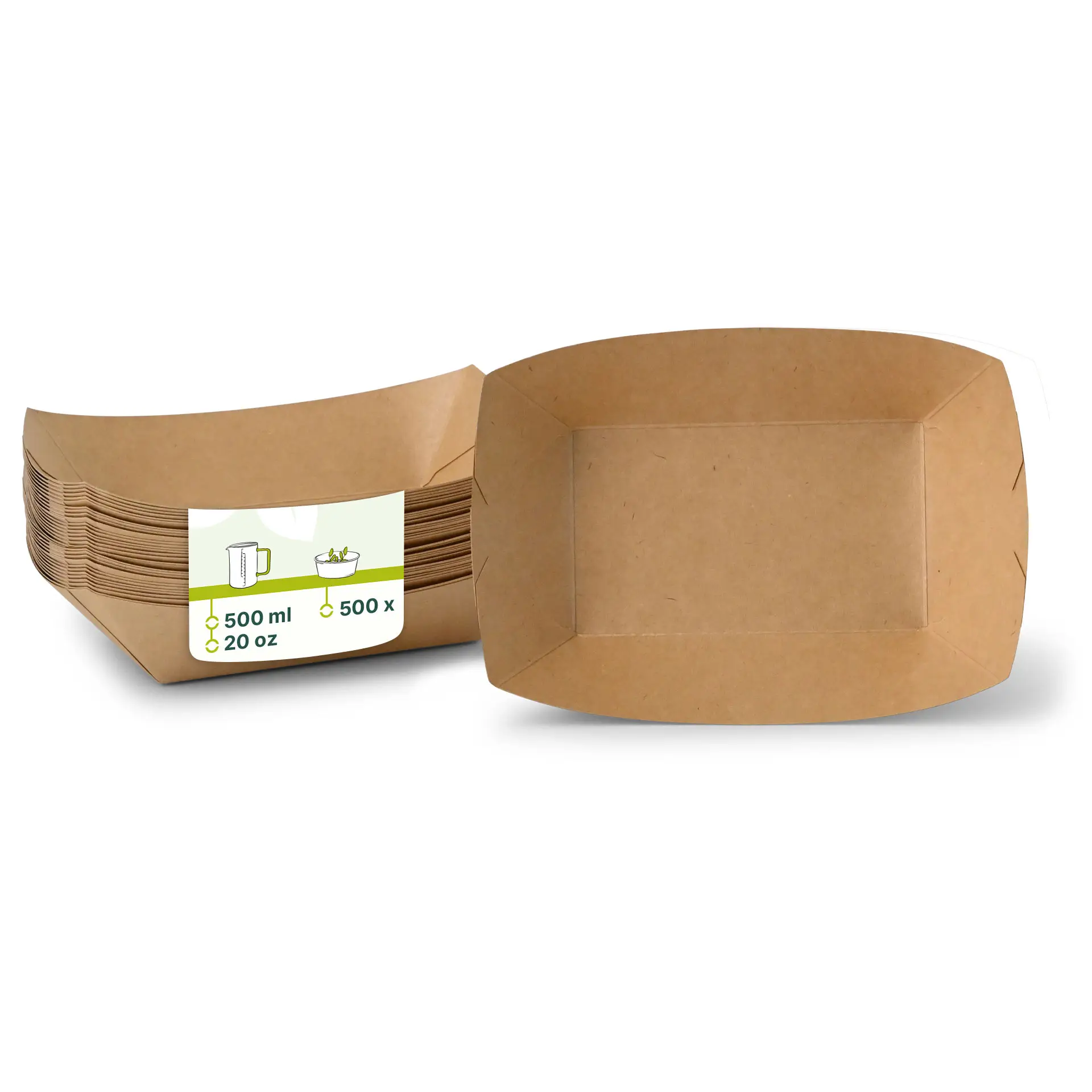 Snackbakje van karton (gecoat) 500 ml, 19,5 x 14 x 4,5 cm, bruin