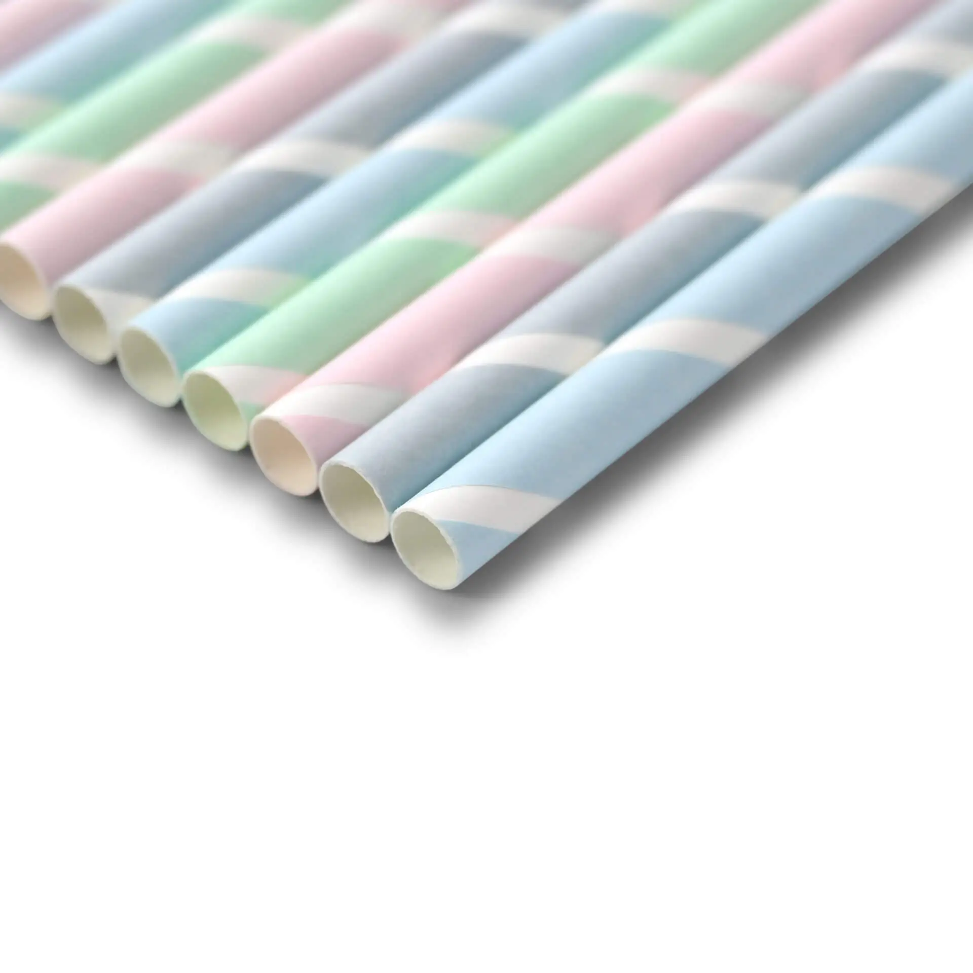 Papieren jumbo drinkrietjes 23 cm, Ø 0,8 cm, pastel gestreept Papieren jumbo drinkrietjes 23 cm, Ø 0,8 cm, pastel gestreept
