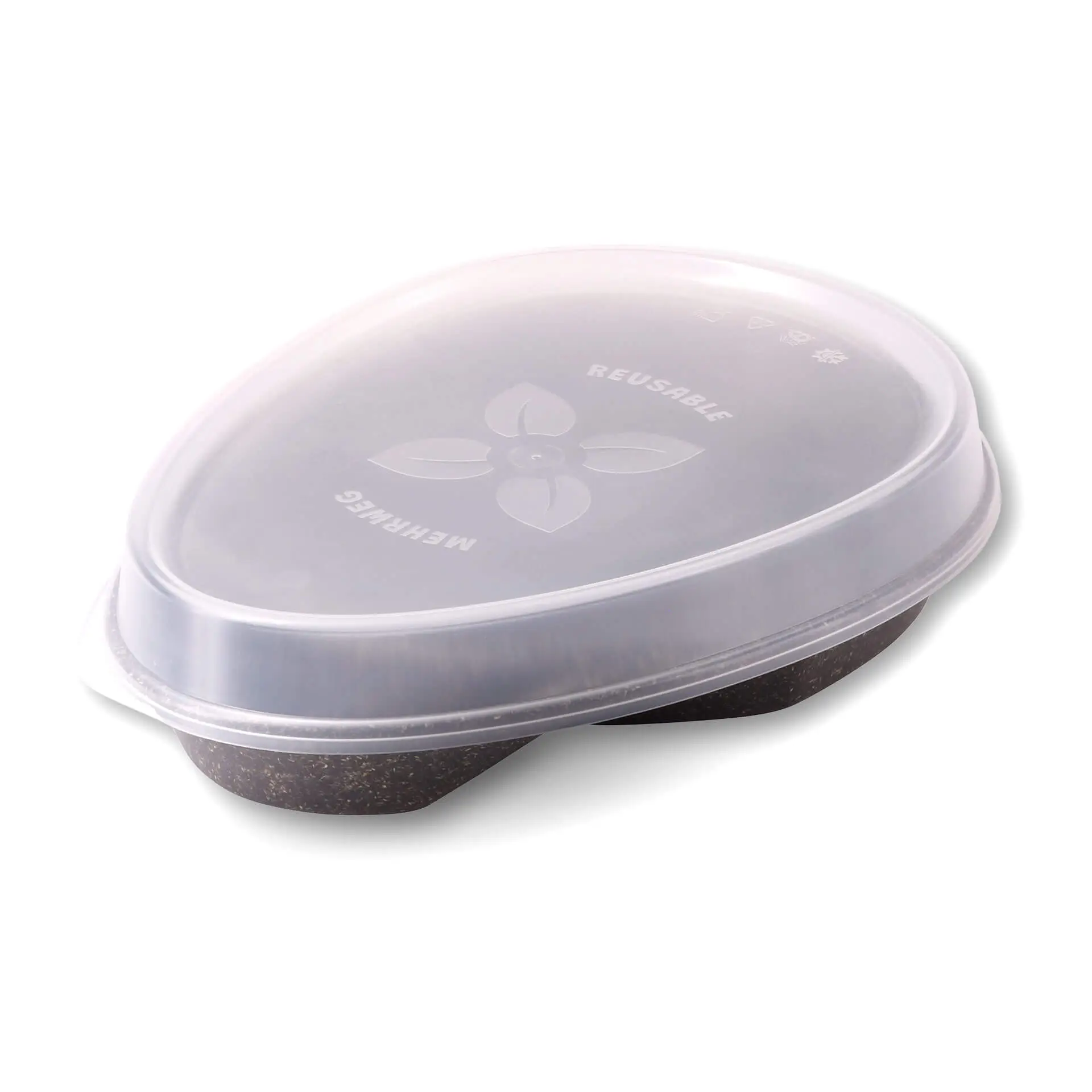 Herbruikbaar menubord "merways Plate" 27,5 x 20 x 3,5 cm, 2 vakken, druppelvormig, peper/grijs dfc008581-mehrweg-menueteller-merways-plate-275-x-20-x-35-cm-2-kammern-tropfenfoermig-pfeffer-grau-5