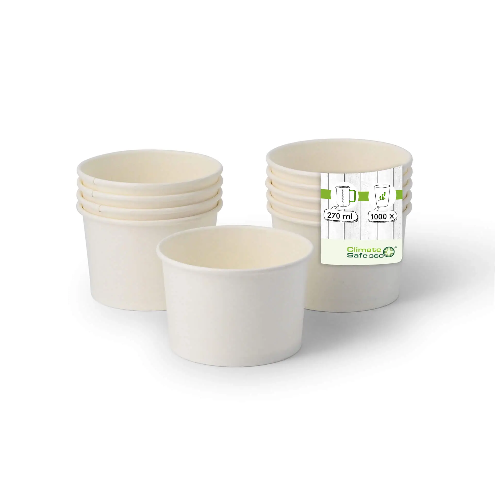 IJsbeker van karton M, 200 ml, 8 oz / max. 270 ml, 9,5 oz, Ø 92 mm, wit
