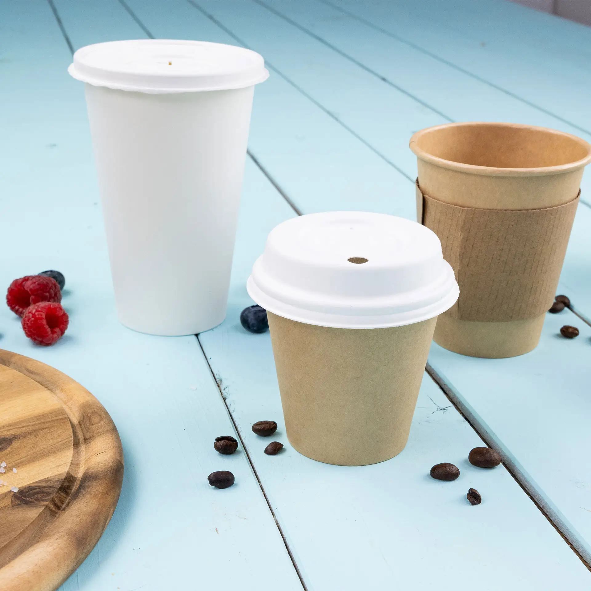 Bekers van karton 400 ml / 16 oz, Ø 90 mm, enkelwandig, wit, met PLA-coating