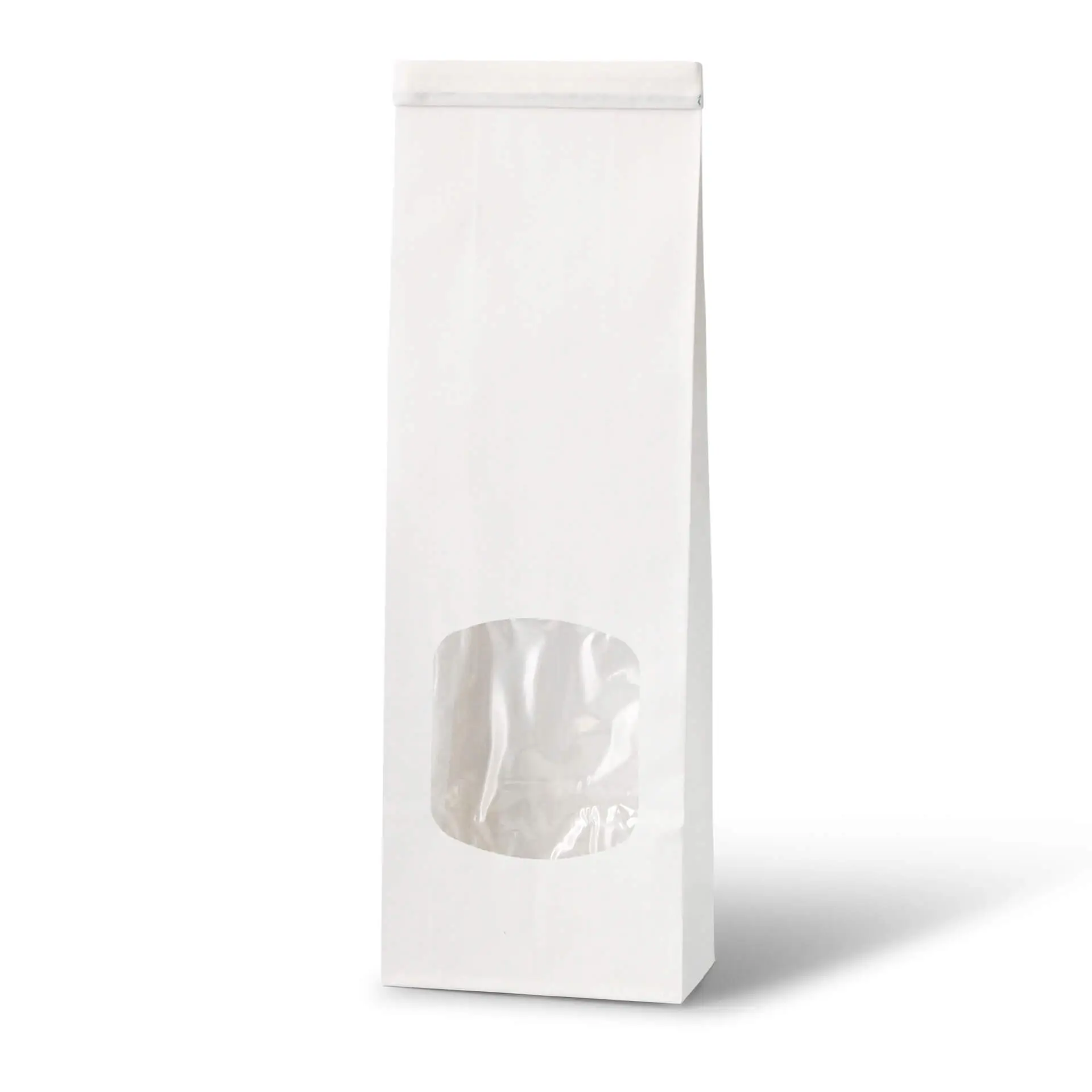 Blokbodemzakken met venster S, 9 x 4,5 x 26 cm, wit, clipband dre02700-blockbeutel-m-fenster-s-9-x-45-x-26-cm-pp-folie-weiss-clipband-kraftpapier-1