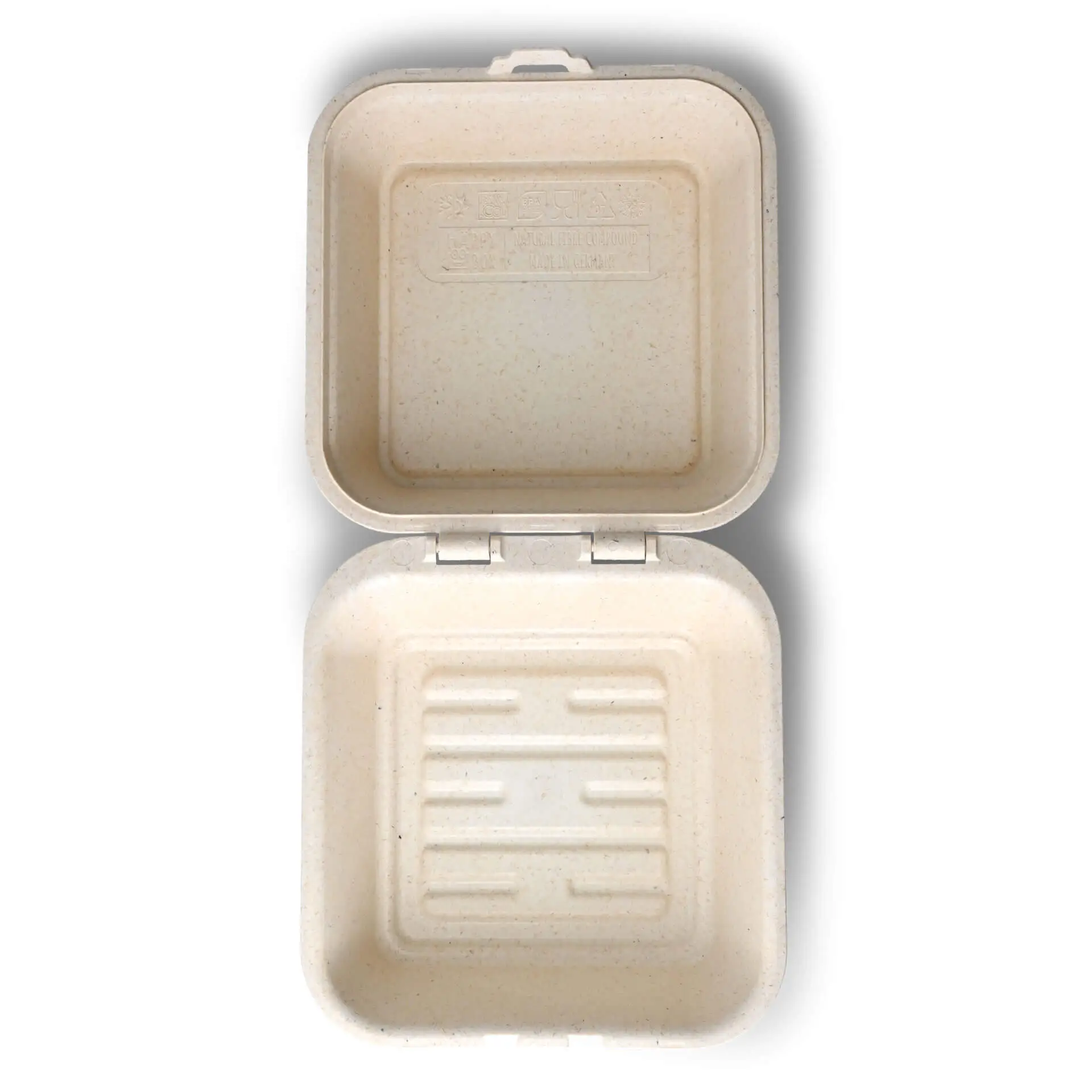 Herbruikbare burger-boxen "merways Box" 16 x 15 x 8,5 cm, cashew / crème-wit Herbruikbare burger-boxen "merways Box" 16 x 15 x 8,5 cm, cashew / crème-wit