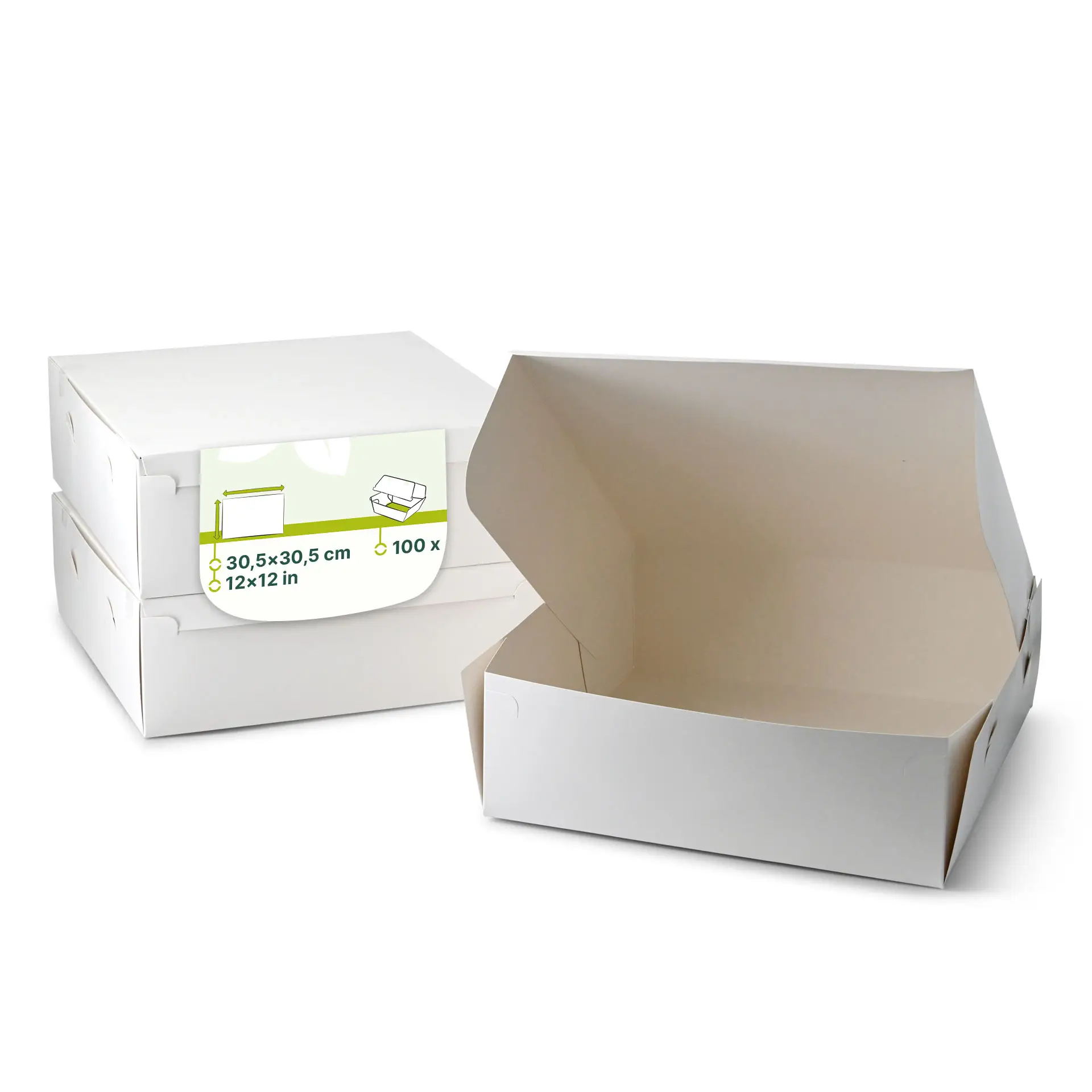 Taartdozen L, 30,5 x 30,5 x 10 cm, wit Taartdozen L, 30,5 x 30,5 x 10 cm, wit