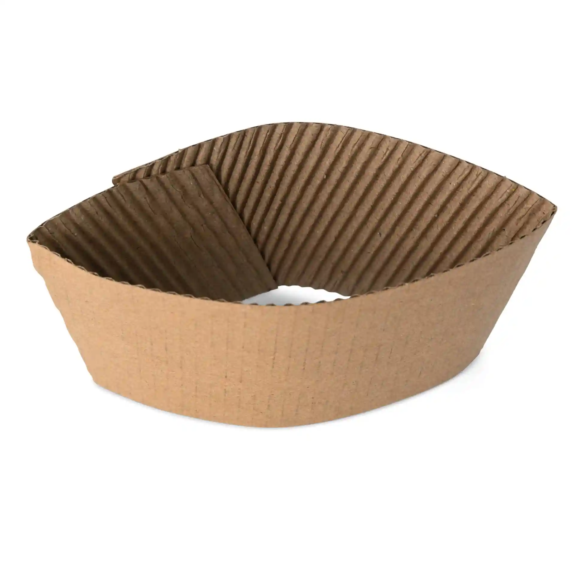Bruine kartonnen bekerhuls voor 300, 400 en 500 ml papieren bekers, met een geribbelde textuur.