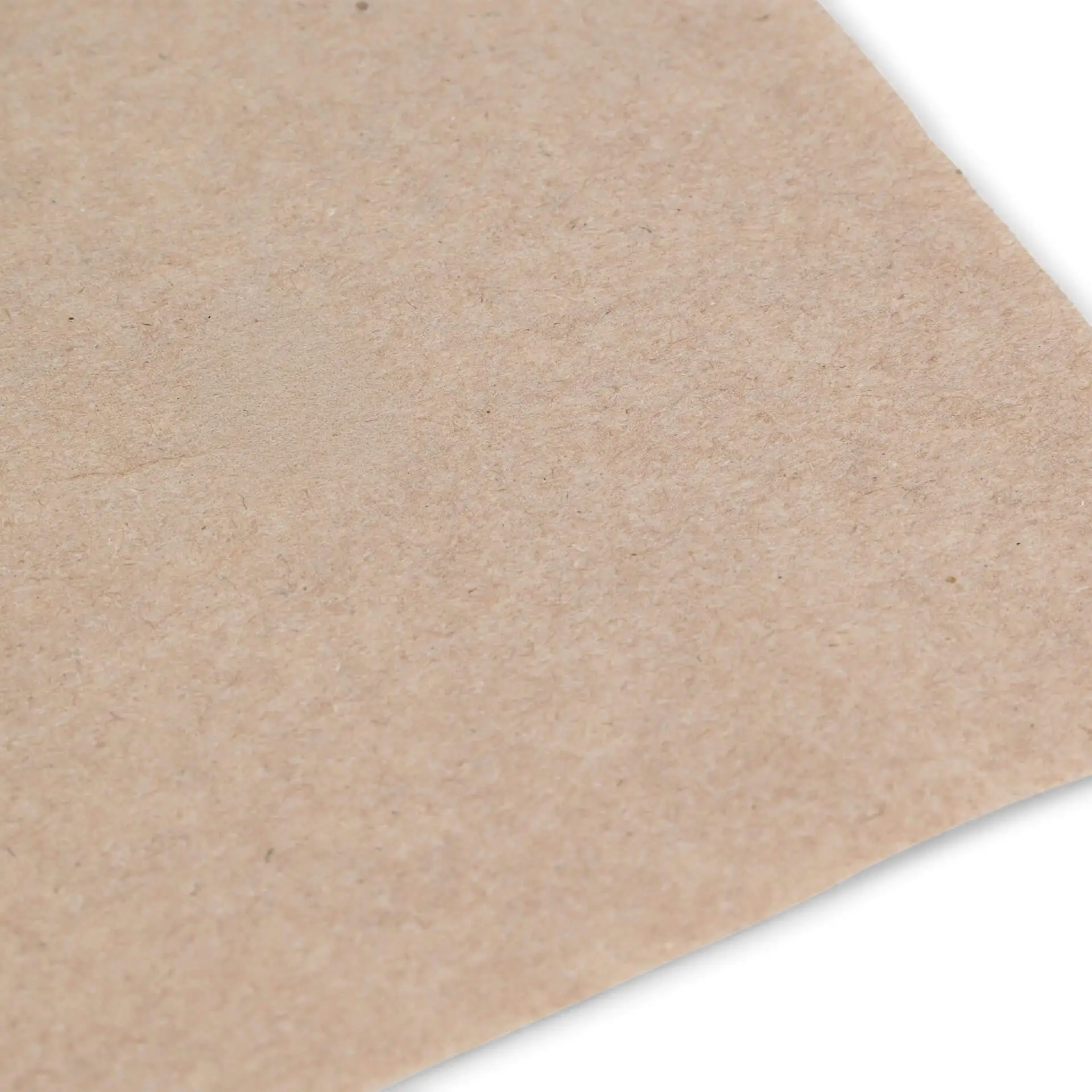 Afbeelding van ongebleekt papier met een gedrukt recycling symbool en tekst die aangeeft dat het 100% gerecycled is.