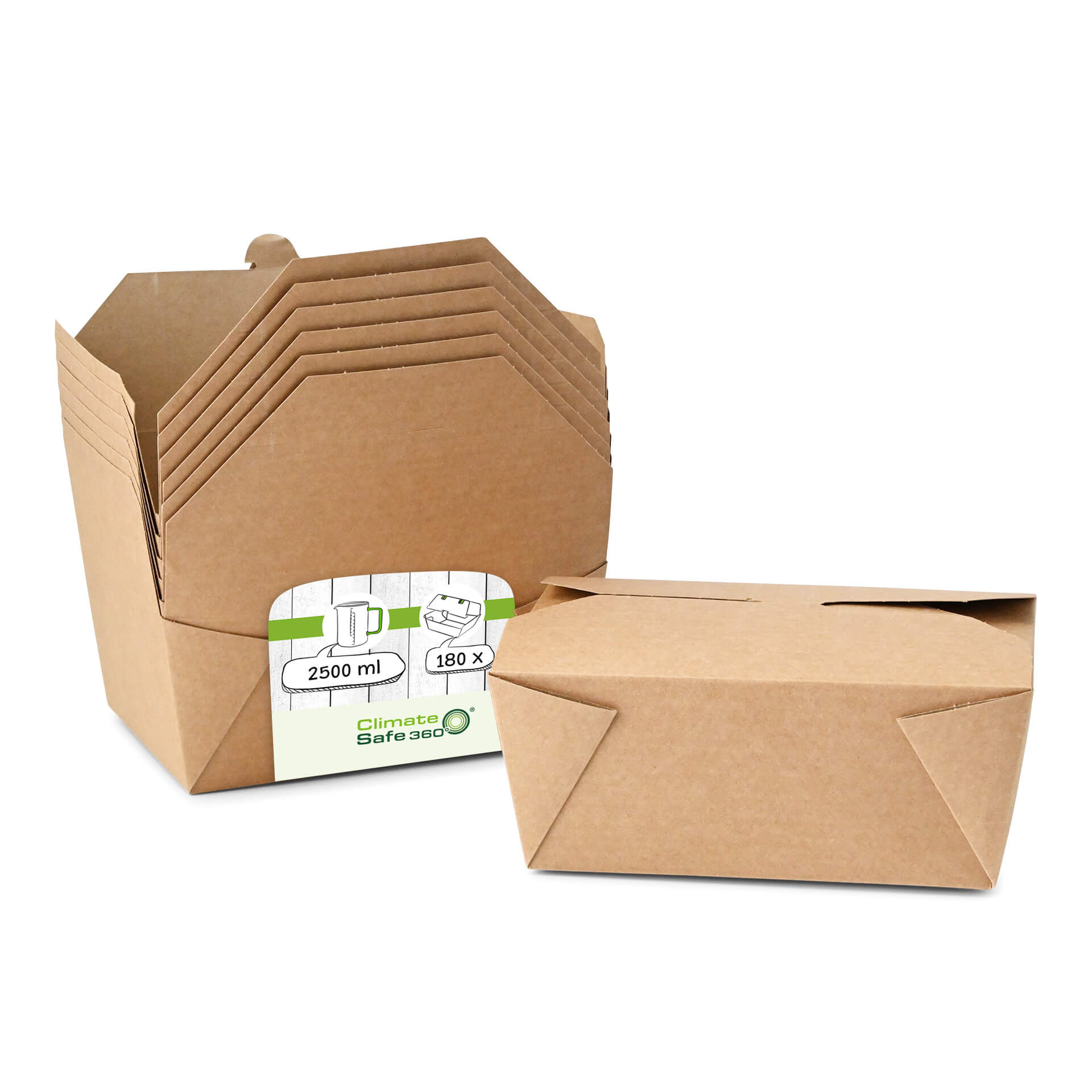 Take-away-Karton-Boxen 2500 ml, braun, bio-beschichtet