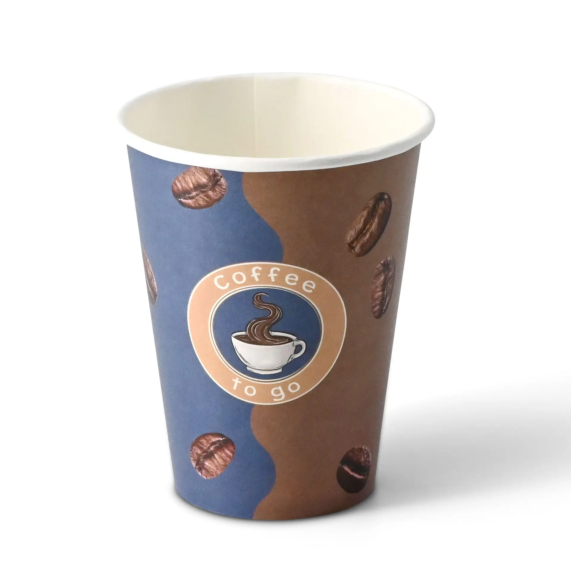 Bedrukte kartonnen beker "Koffie" (gecoat) 300 ml / 12 oz, Ø 90 mm, wit