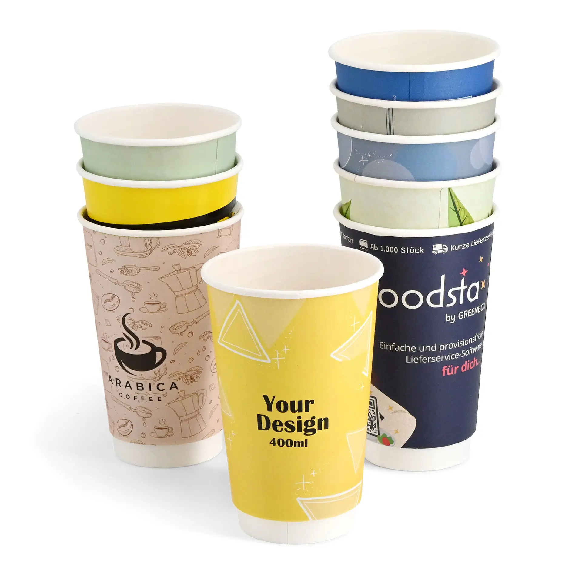 Papieren bekers bedrukken (dubbelwandig) 400 ml / 16 oz, dubbelwandig, wit, mat, watergedragen barrière Papieren bekers bedrukken (dubbelwandig) 400 ml / 16 oz, dubbelwandig, wit, mat, watergedragen barrière