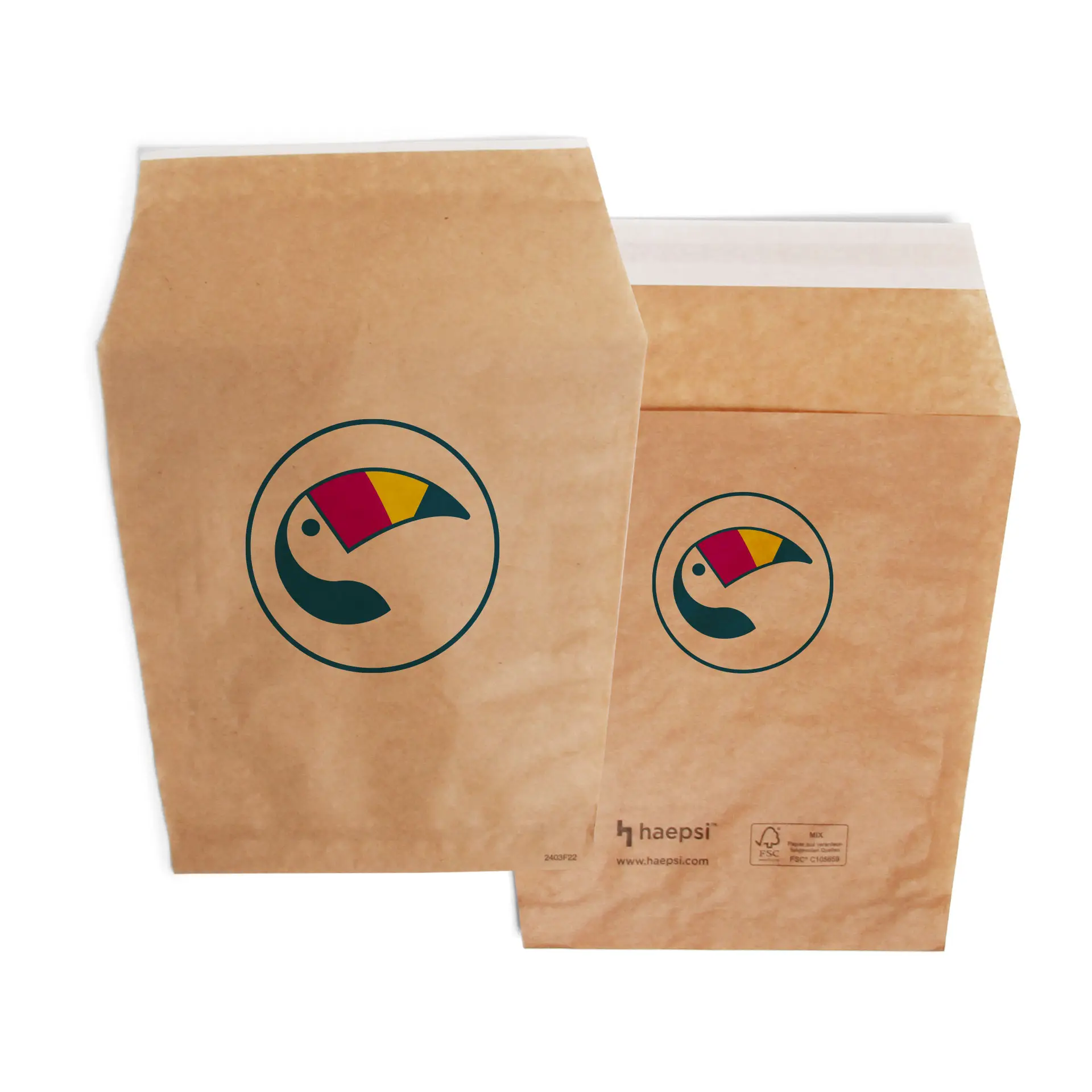 Bedrukte frietzakken, 17,5 x 16 cm, bruin, plaksluiting