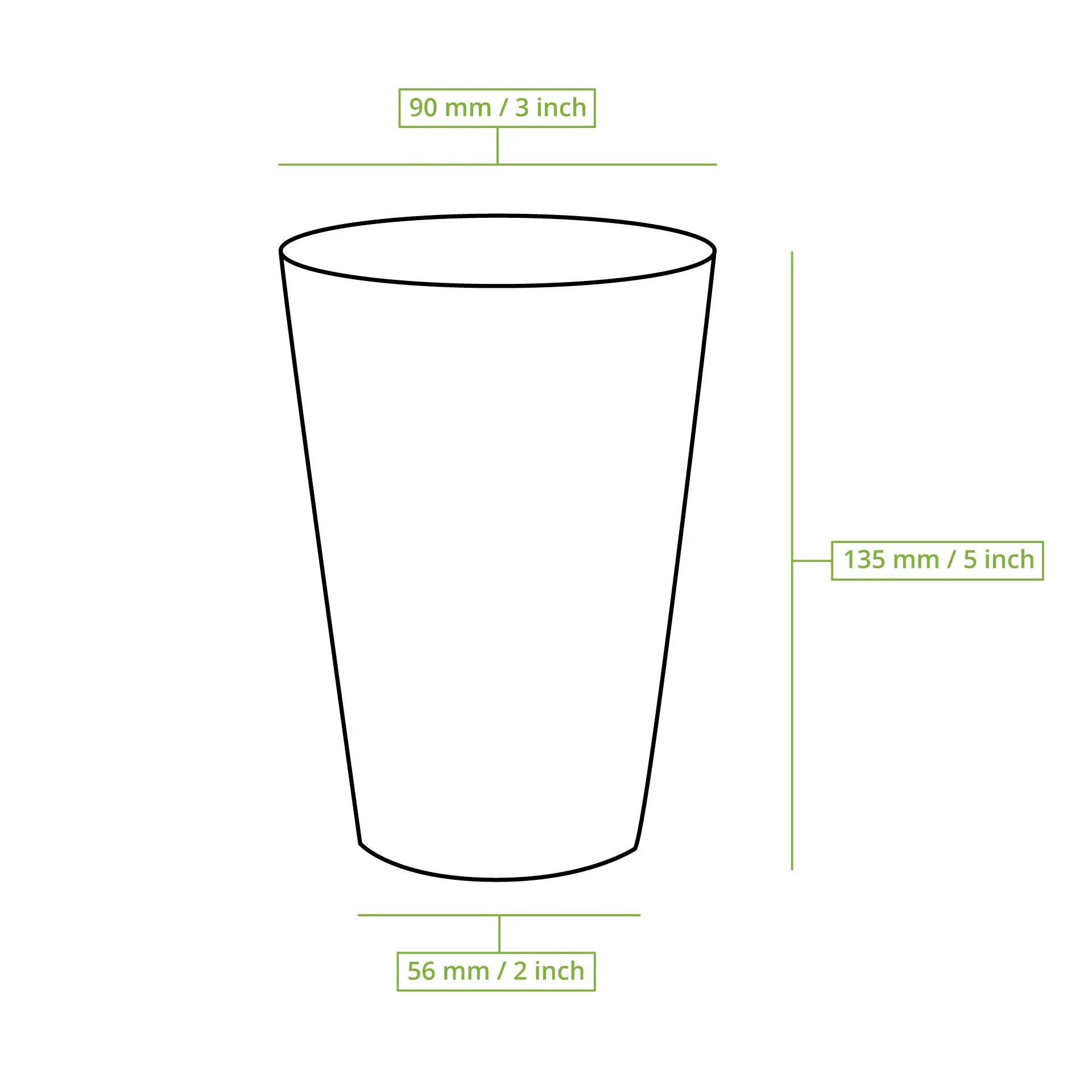 Bekers van karton 400 ml / 16 oz, Ø 90 mm, enkelwandig, bruin, met PLA-coating