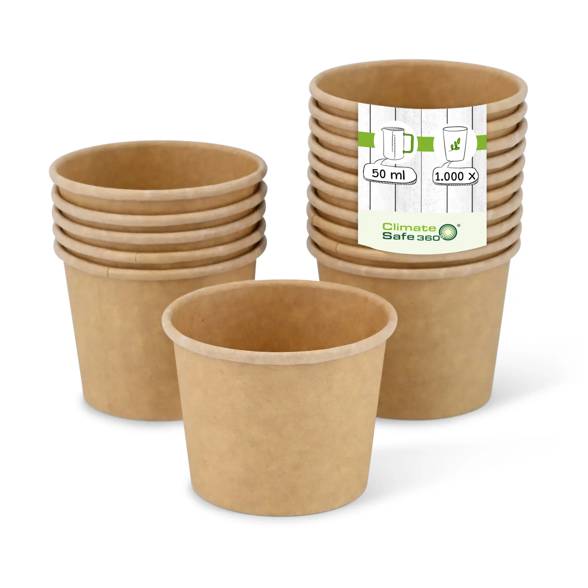 Papieren saubakjes (bio-gecoat) 50 ml, Ø 62 mm, ongebleekt