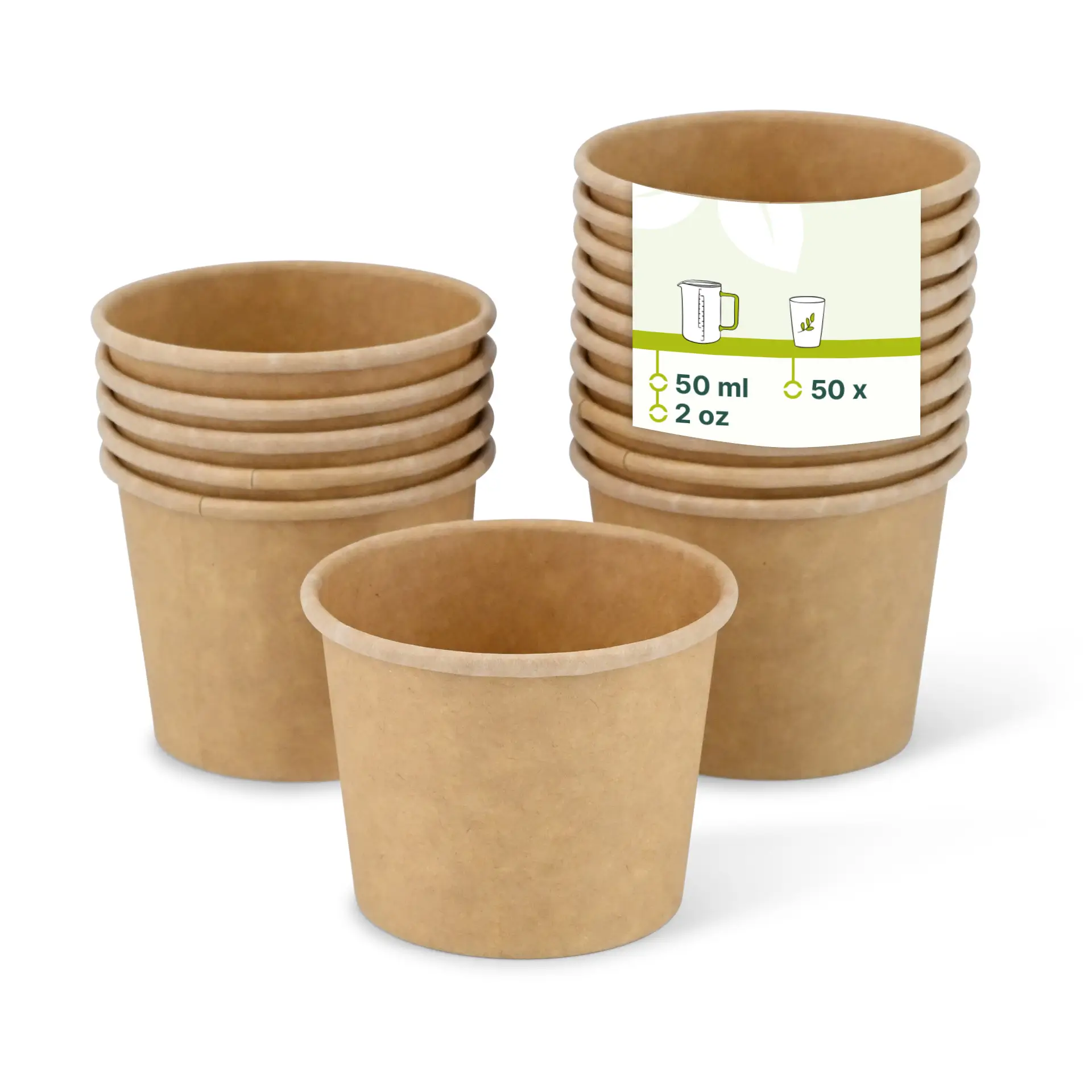 Papieren sausbakjes (bio-gecoat) 50 ml, Ø 62 mm, ongebleekt Papieren sausbakjes (bio-gecoat) 50 ml, Ø 62 mm, ongebleekt